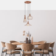 Candeeiro de Teto moderno de cobre, 55 cm de diâmetro, altura ajustável de 113 cm, 3 x E27 máx. 40 W, corpo de metal elegante | Perfeito para espaços contemporâneos