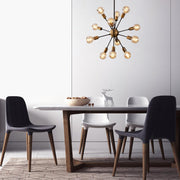 Candeeiro de Teto Industrial Preto, Corpo em Metal, 62 cm de Diâmetro, 83 cm de Altura | 12 x E27 Máx. 40 W | Iluminação Elegante para Espaços Modernos, Classificação IP20