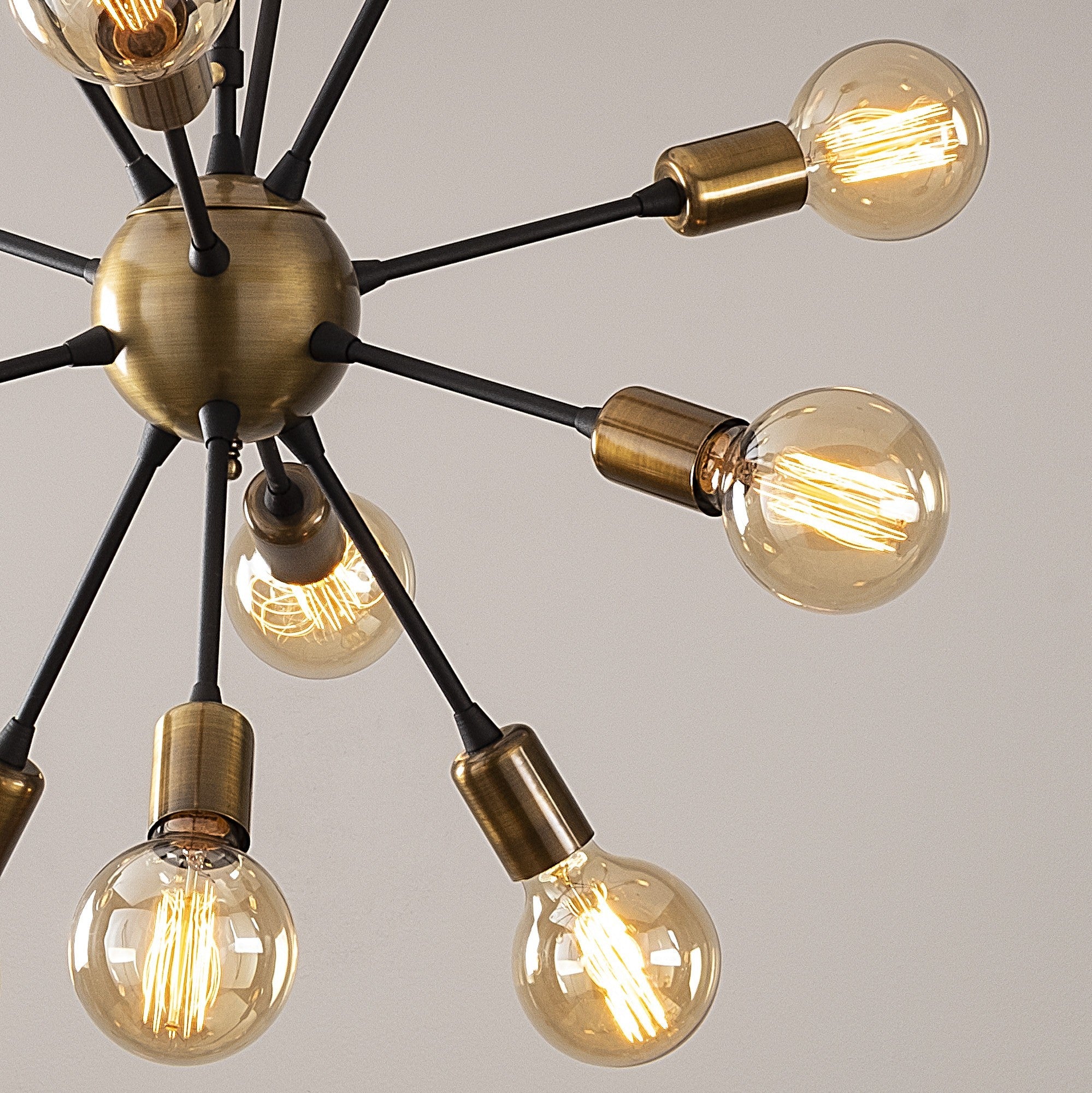 Candeeiro de Teto Industrial Preto, Corpo em Metal, 62 cm de Diâmetro, 83 cm de Altura | 12 x E27 Máx. 40 W | Iluminação Elegante para Espaços Modernos, Classificação IP20