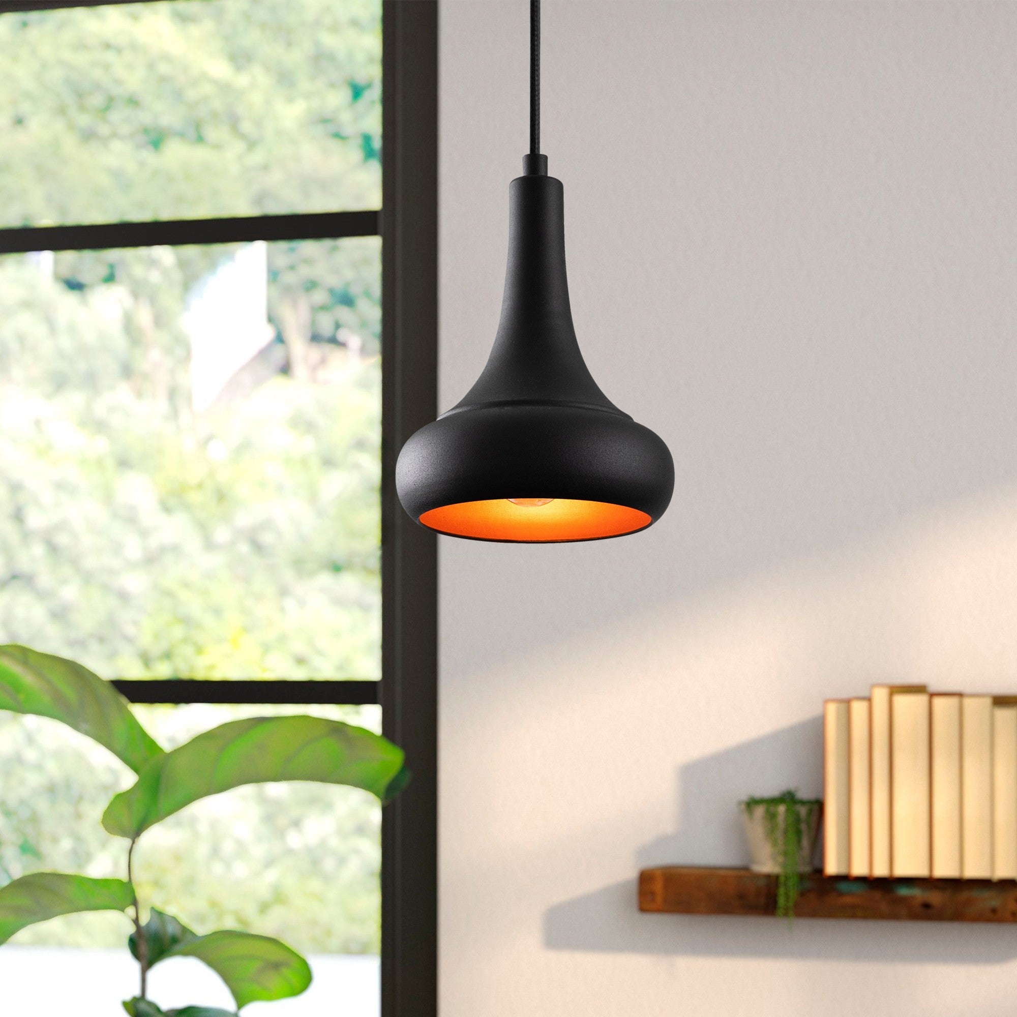 Candeeiro de Teto Industrial Moderno, Metal Preto, 16 cm de Diâmetro, 117 cm de Altura | Soquete E27, 40 W Máx. | Iluminação Elegante para Casa e Escritório