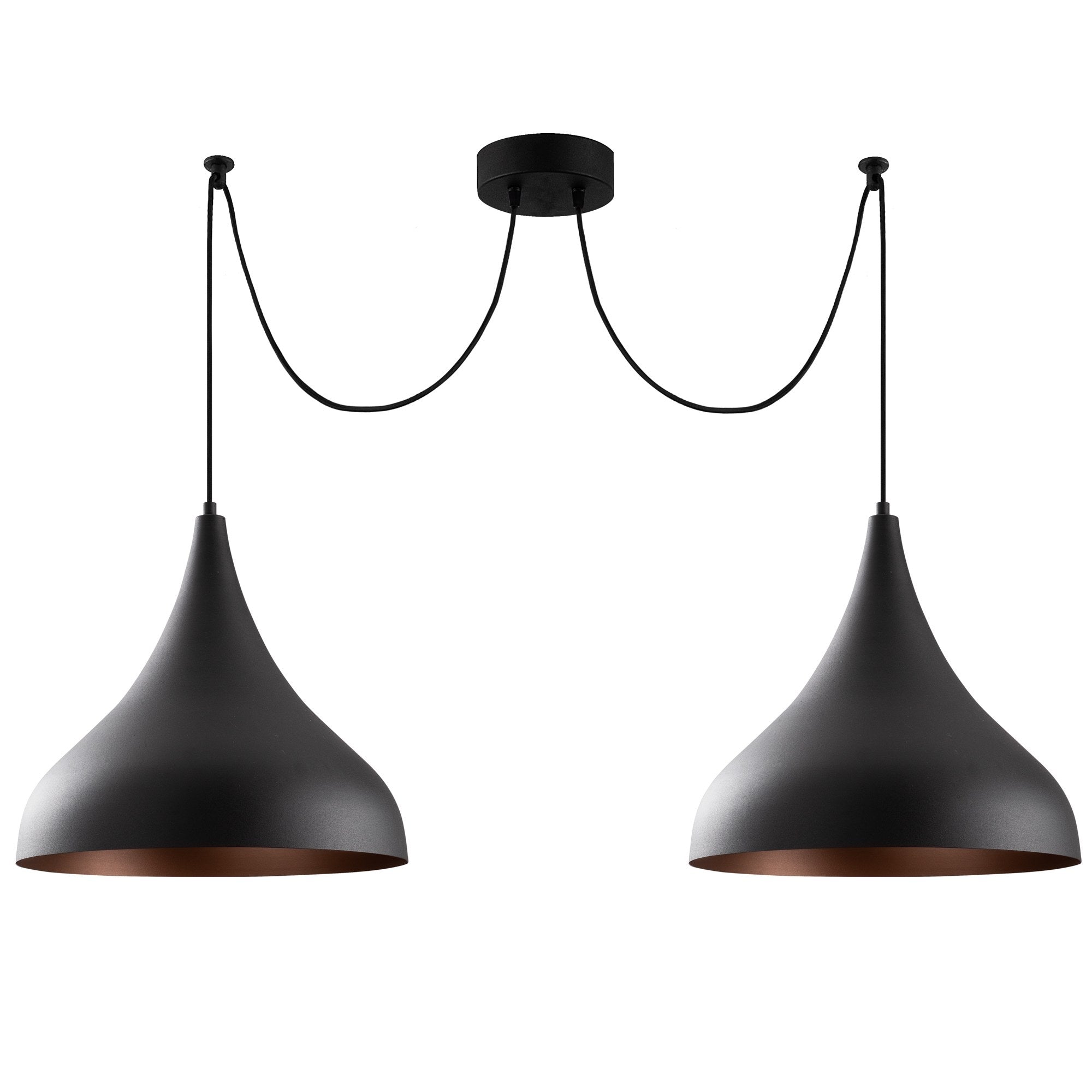 Candeeiro de Teto Industrial Moderno, Corpo em Metal Preto, 131 cm de Diâmetro, 127 cm de Altura | 2 x E27 Máx. 40 W | Iluminação Elegante para Casa e Escritório