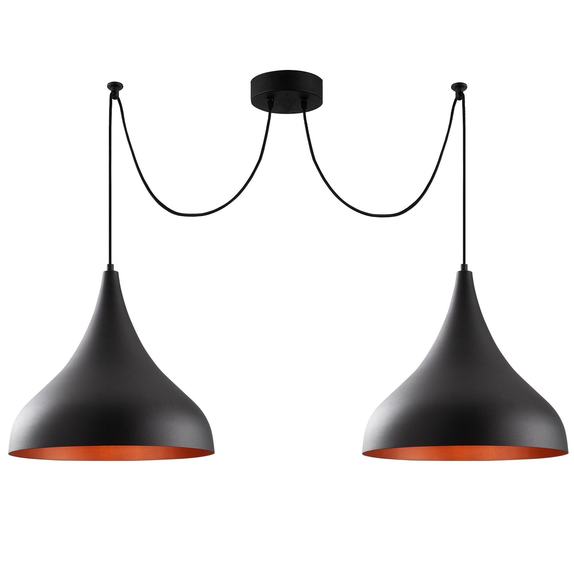 Candeeiro de Teto Industrial Moderno, Corpo em Metal Preto, 131 cm de Diâmetro, 127 cm de Altura | 2 x E27 Máx. 40 W | Iluminação Elegante para Casa e Escritório