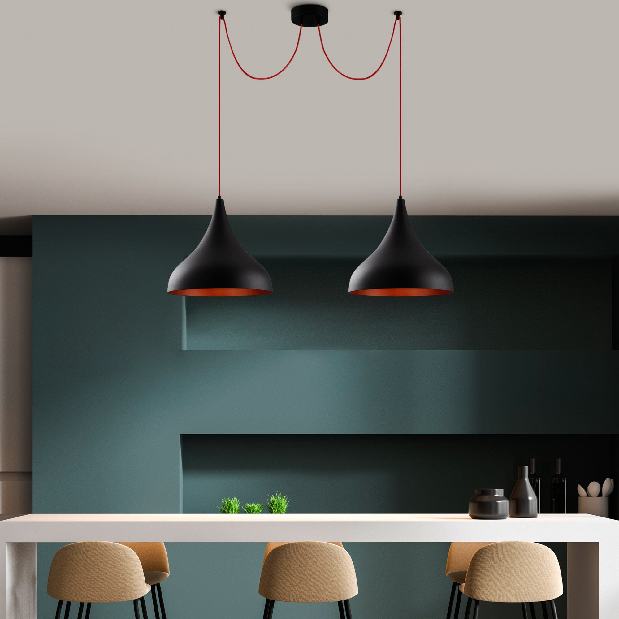 Candeeiro de Teto moderno preto, corpo de metal, 131 x 41 cm, altura 127 cm | 2 x E27 máx. 40 W, IP20 | Design industrial e escandinavo elegante para decoração de casa