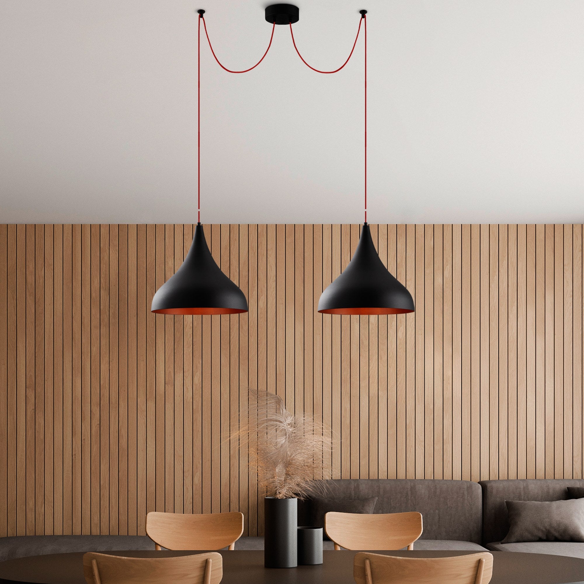 Candeeiro de Teto moderno preto, corpo de metal, 131 x 41 cm, altura 127 cm | 2 x E27 máx. 40 W, IP20 | Design industrial e escandinavo elegante para decoração de casa