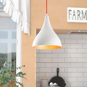 Candeeiro de Teto Escandinavo, Corpo em Metal Branco, 22 cm de Diâmetro, 122 cm de Altura | Soquete E27, Máx. 40 W | Iluminação Elegante para Decoração Moderna