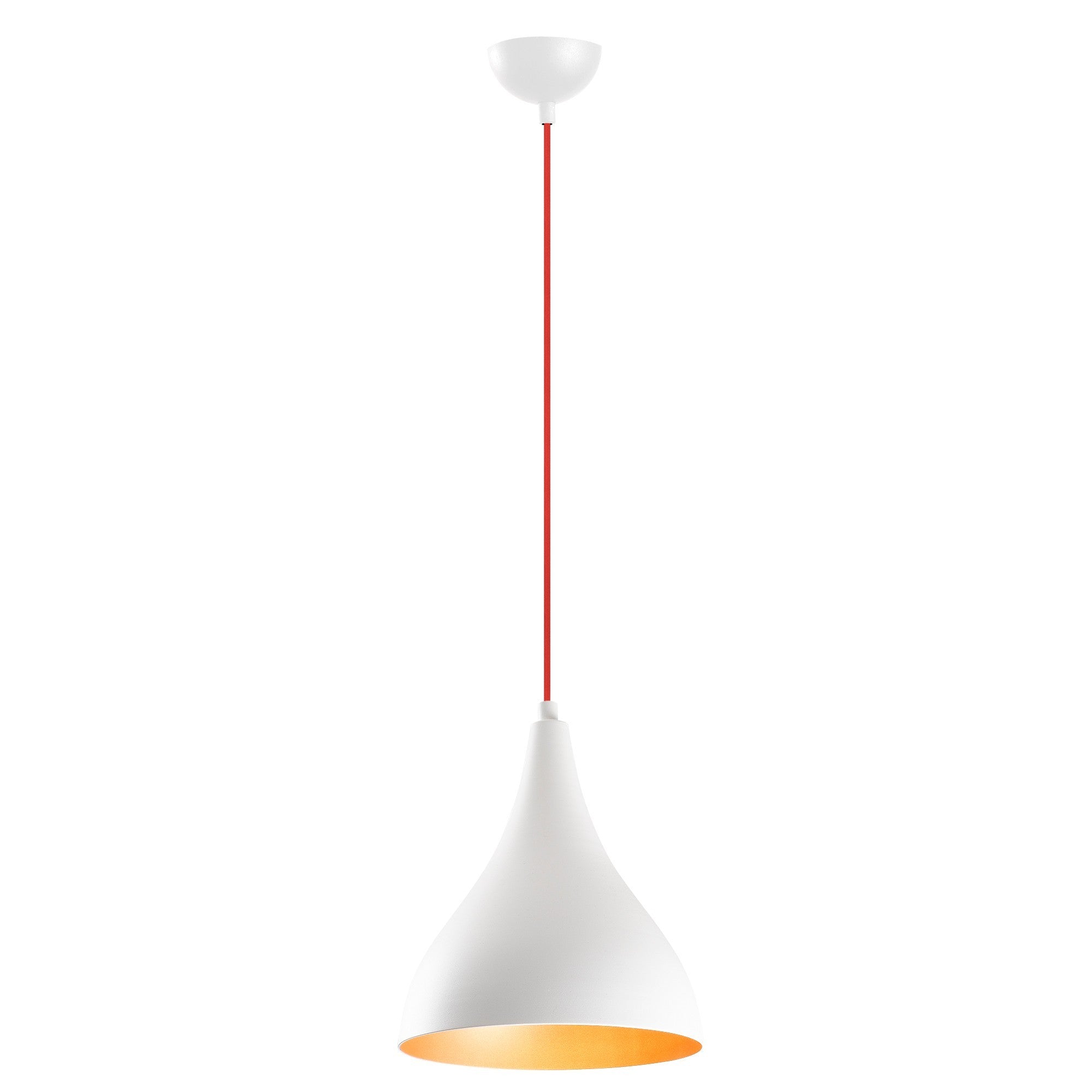 Candeeiro de Teto Escandinavo, Corpo em Metal Branco, 22 cm de Diâmetro, 122 cm de Altura | Soquete E27, Máx. 40 W | Iluminação Elegante para Decoração Moderna