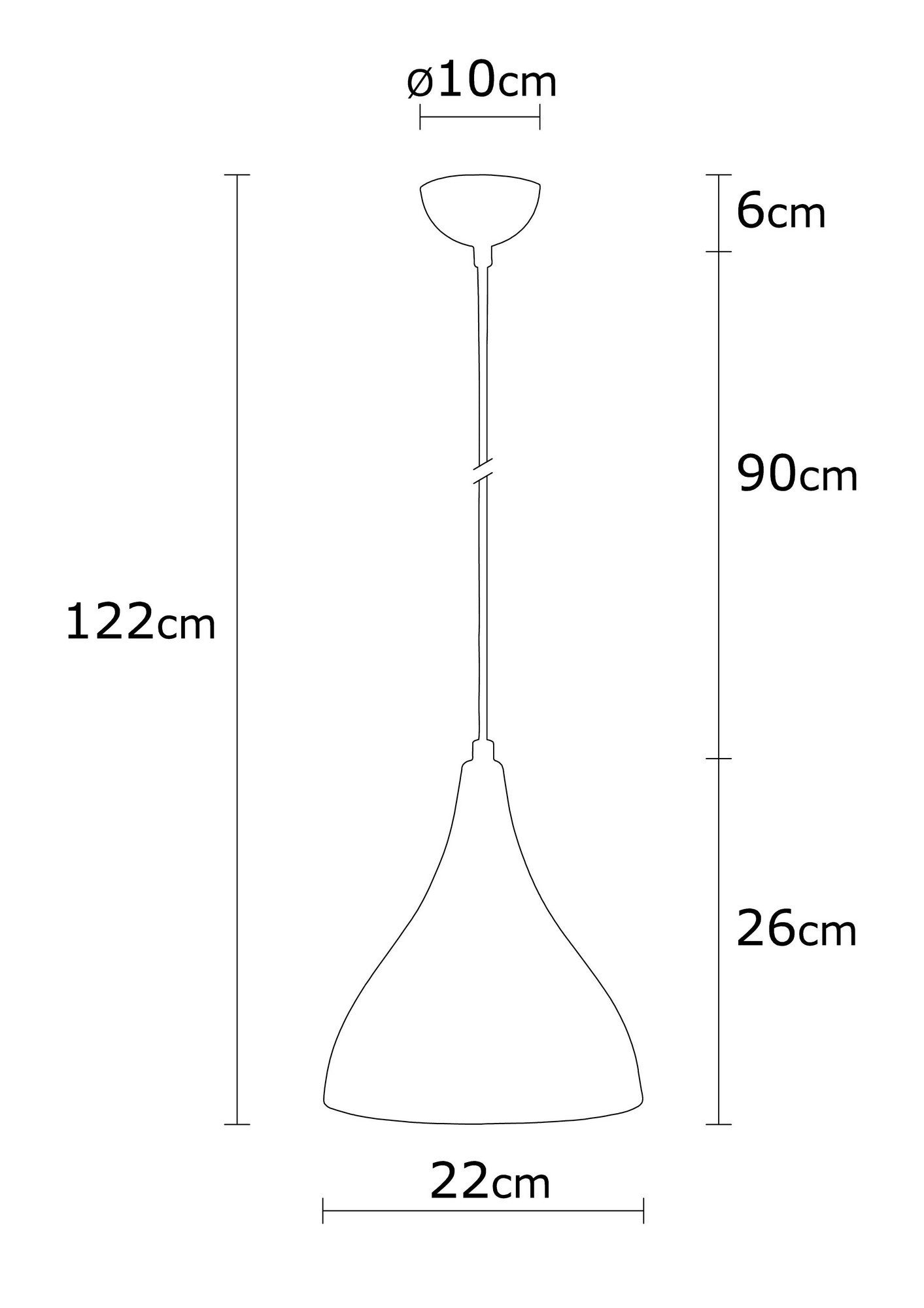 Candeeiro de Teto Escandinavo, Corpo em Metal Branco, 22 cm de Diâmetro, 122 cm de Altura | Soquete E27, Máx. 40 W | Iluminação Elegante para Decoração Moderna