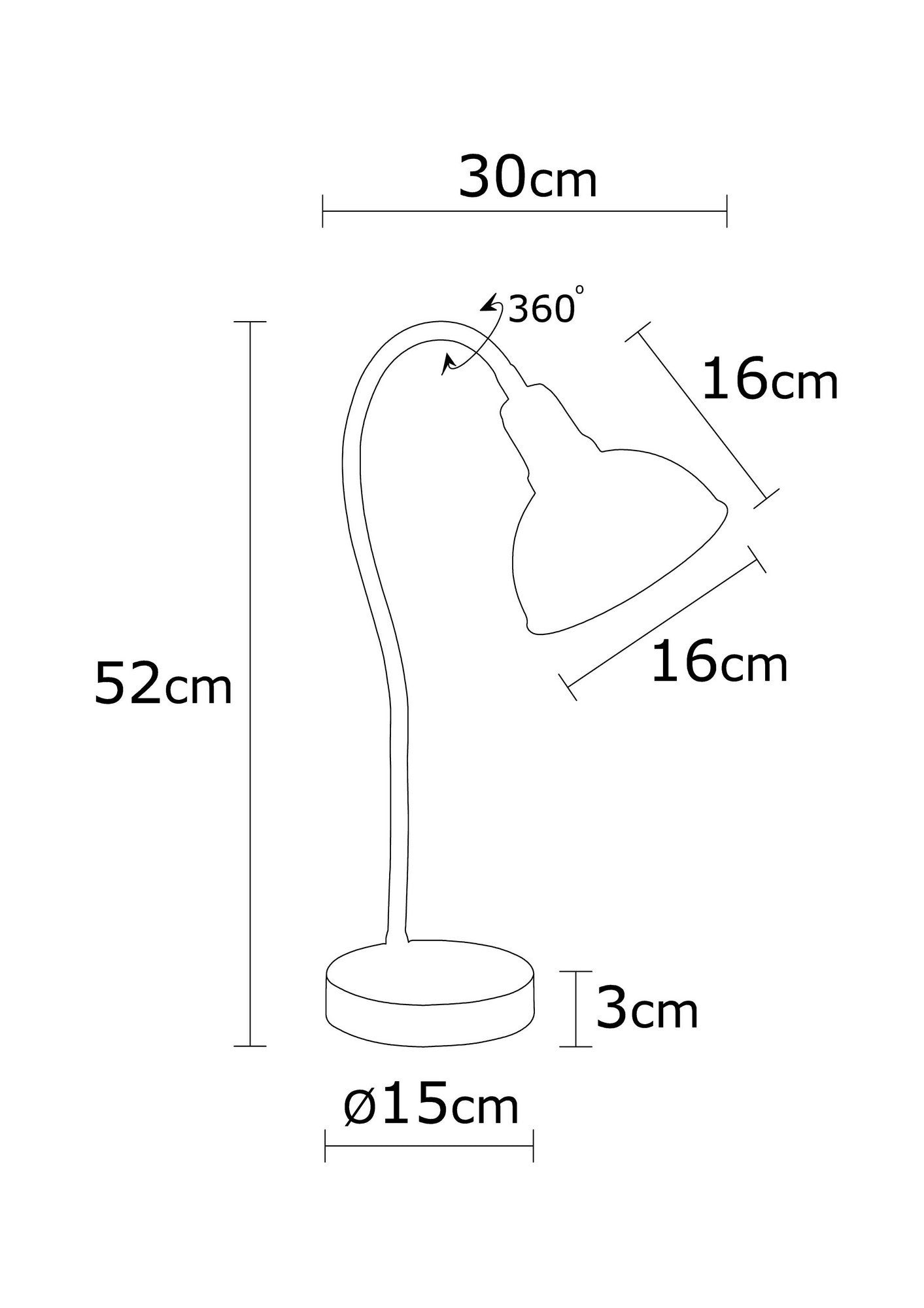 Candeeiro de Mesa Moderna com Corpo de Metal e Base de Madeira, 52 cm de Altura, 16 cm de Diâmetro, Soquete E27, Cor Branca | Design Elegante, Glamouroso e Escandinavo para Decoração de Casa