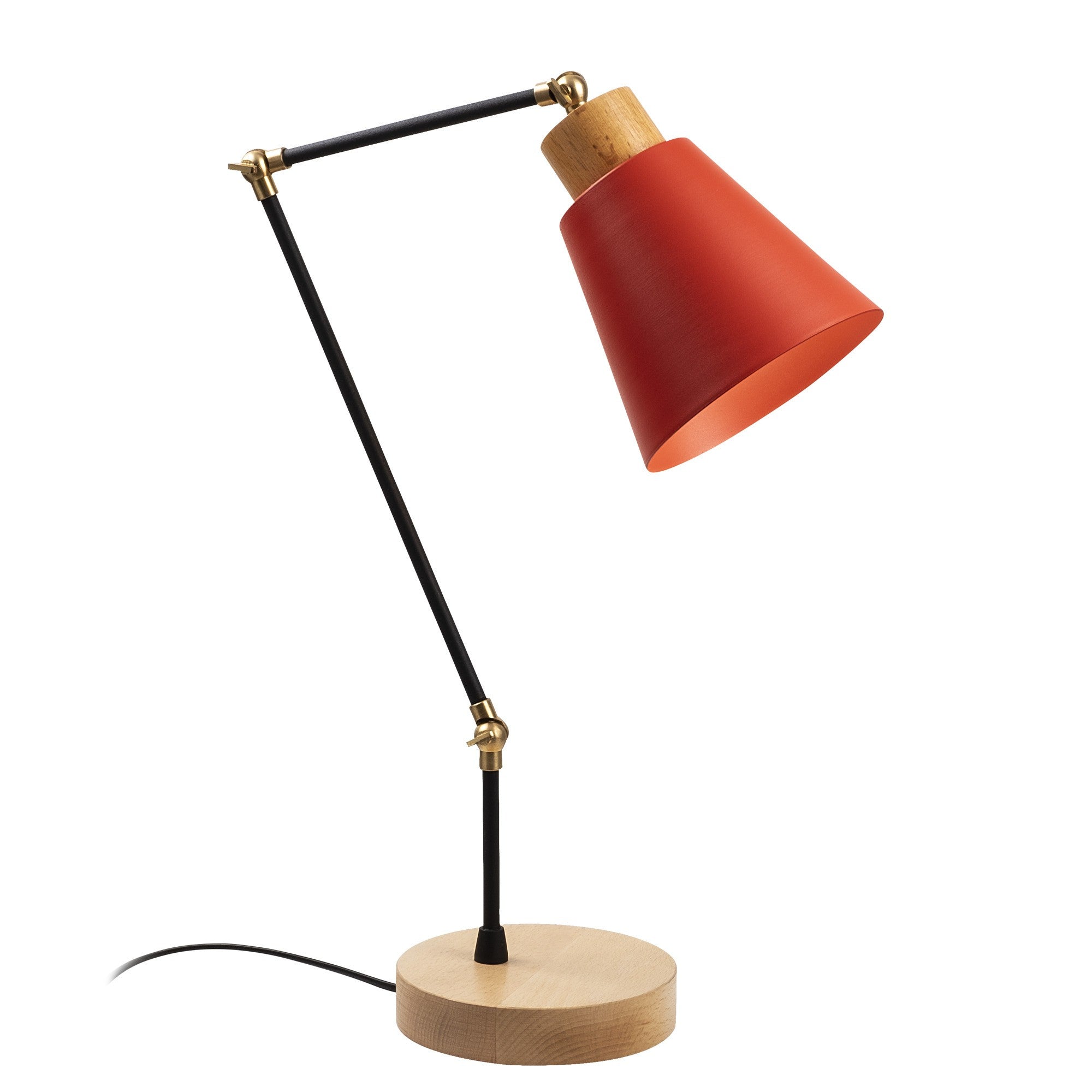 Candeeiro de Mesa Moderna Vermelha, Corpo de Ferro, Base de Carpa, 52 cm de Altura, Soquete E27, 40 W Máx., Cabo de 200 cm | Iluminação Elegante e Funcional para Qualquer Espaço