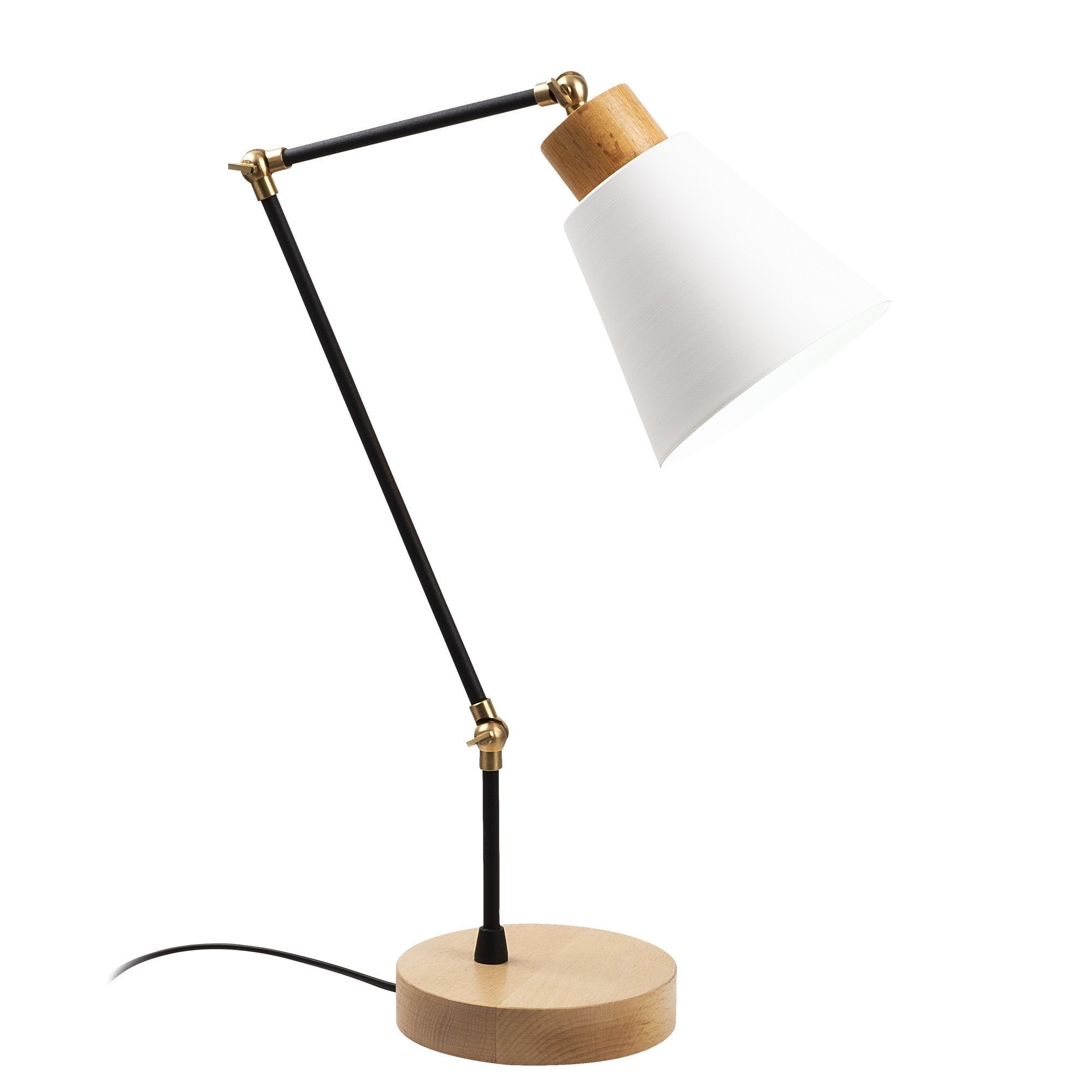 Candeeiro de Mesa Moderna com Corpo de Ferro e Base de Carpa, 52 cm de Altura, 14 cm de Diâmetro, Soquete E27, Cabo de 200 cm | Design Branco Elegante para Decoração Glamourosa e Escandinava