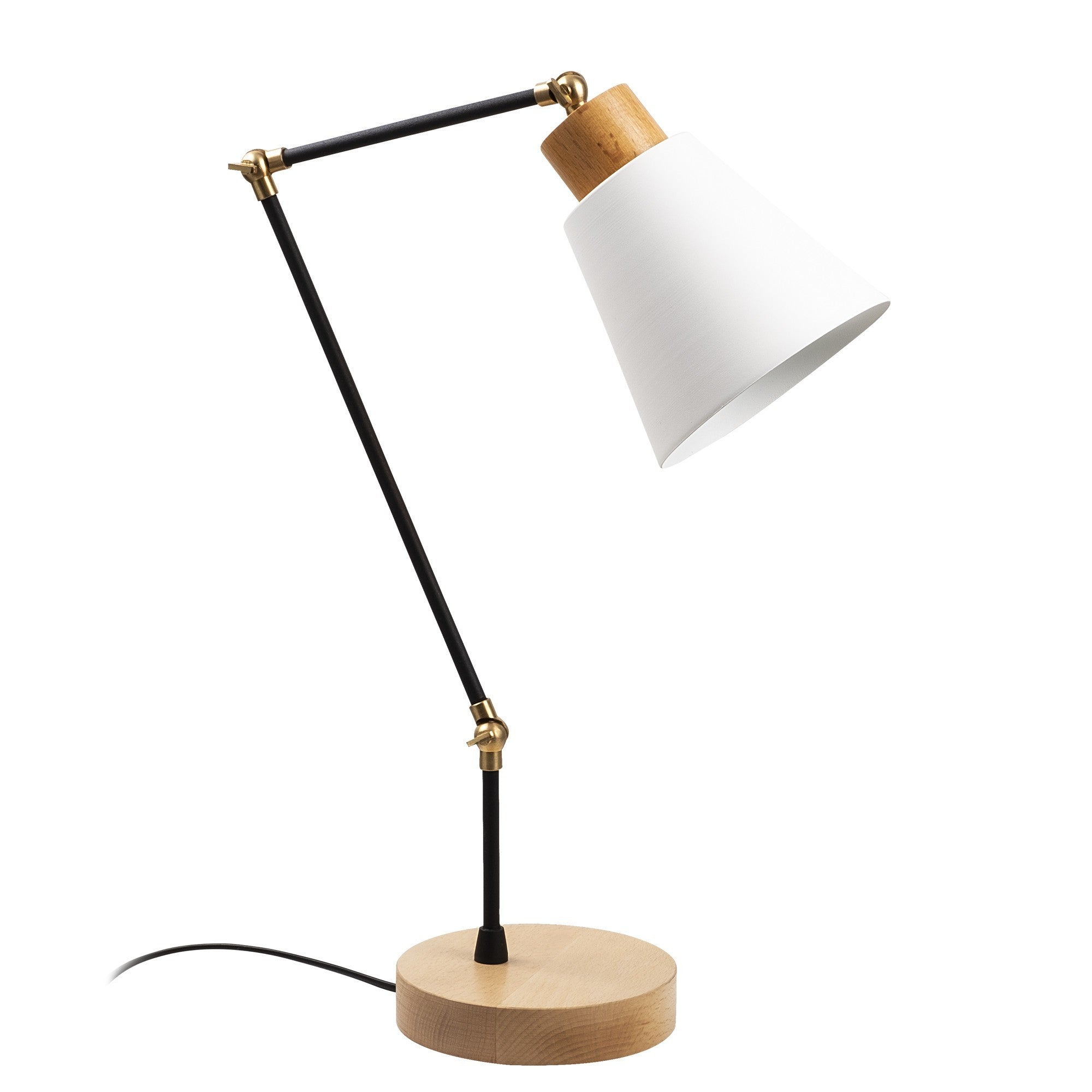 Candeeiro de Mesa Moderna com Corpo de Ferro e Base de Carpa, 52 cm de Altura, 14 cm de Diâmetro, Soquete E27, Cabo de 200 cm | Design Branco Elegante para Decoração Glamourosa e Escandinava