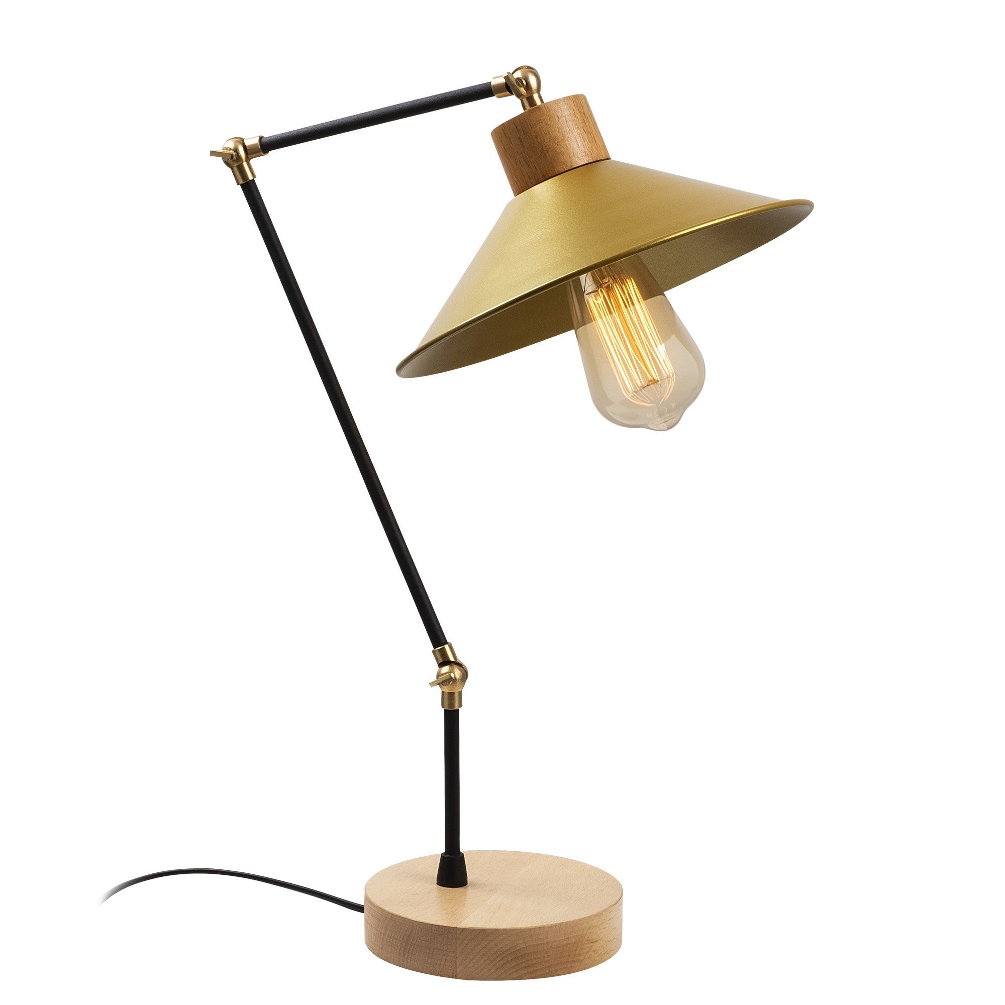 Candeeiro de Mesa Moderna Dourada, Corpo de Ferro com Base em Carpa, 52 cm de Altura, 24 cm de Diâmetro, Soquete E27, Cabo de 200 cm | Iluminação Elegante e Funcional para Decoração de Casa