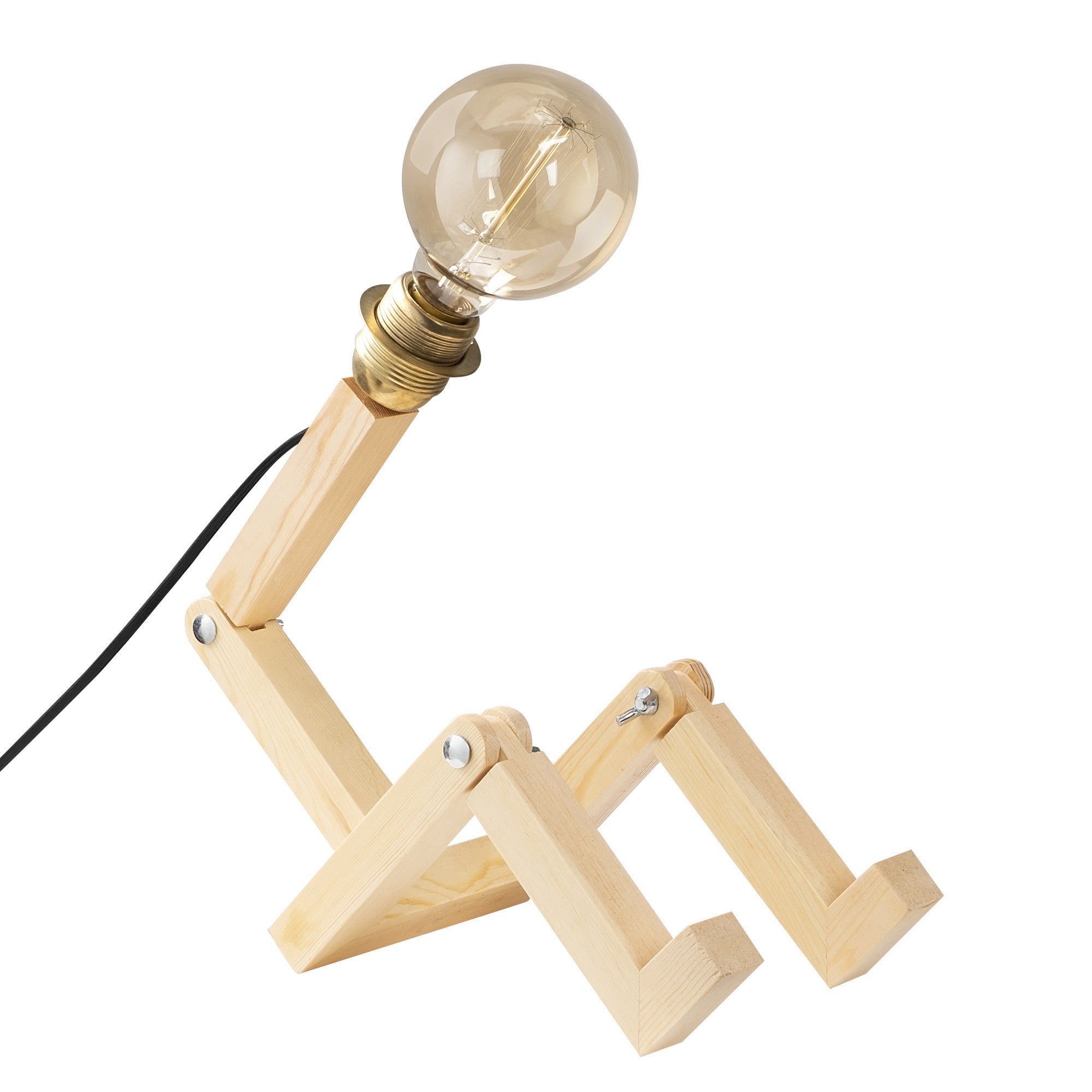 Candeeiro de Mesa Rústica Moderna, Corpo em Carpa, 15 x 17 x 48 cm | Soquete E27, Máx. 40 W, Cabo de 200 cm | Cor Natural, Perfeita para Decoração de Cabanas e Lodges