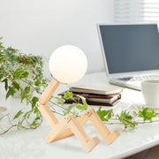 Candeeiro de Mesa Moderna de Madeira, Cor Natural, 15 x 17 x 56 cm | Soquete E27, Máx. 40 W, Cabo de 200 cm | Design de Cabana Rústica, Elegante e Funcional