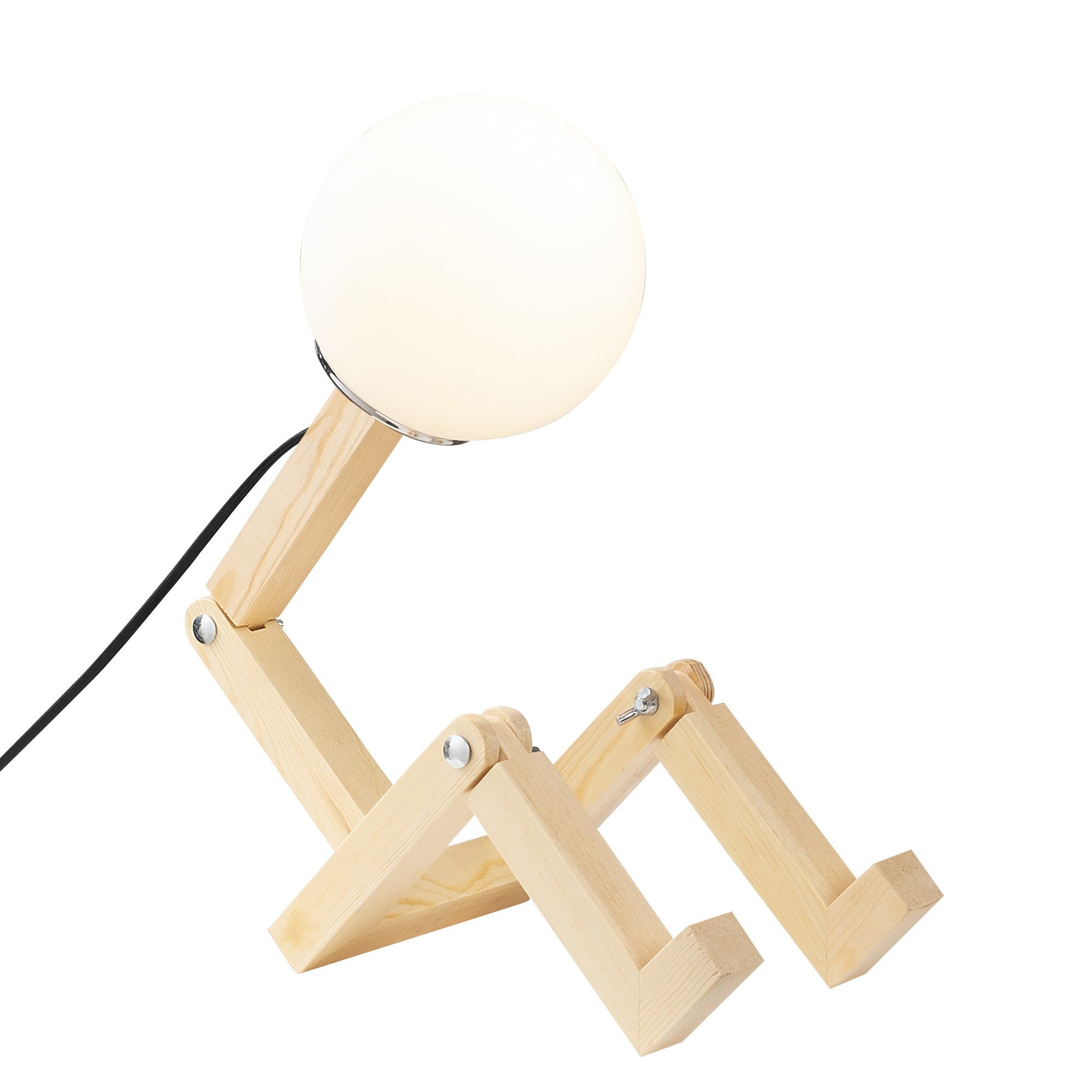 Candeeiro de Mesa Moderna de Madeira, Cor Natural, 15 x 17 x 56 cm | Soquete E27, Máx. 40 W, Cabo de 200 cm | Design de Cabana Rústica, Elegante e Funcional
