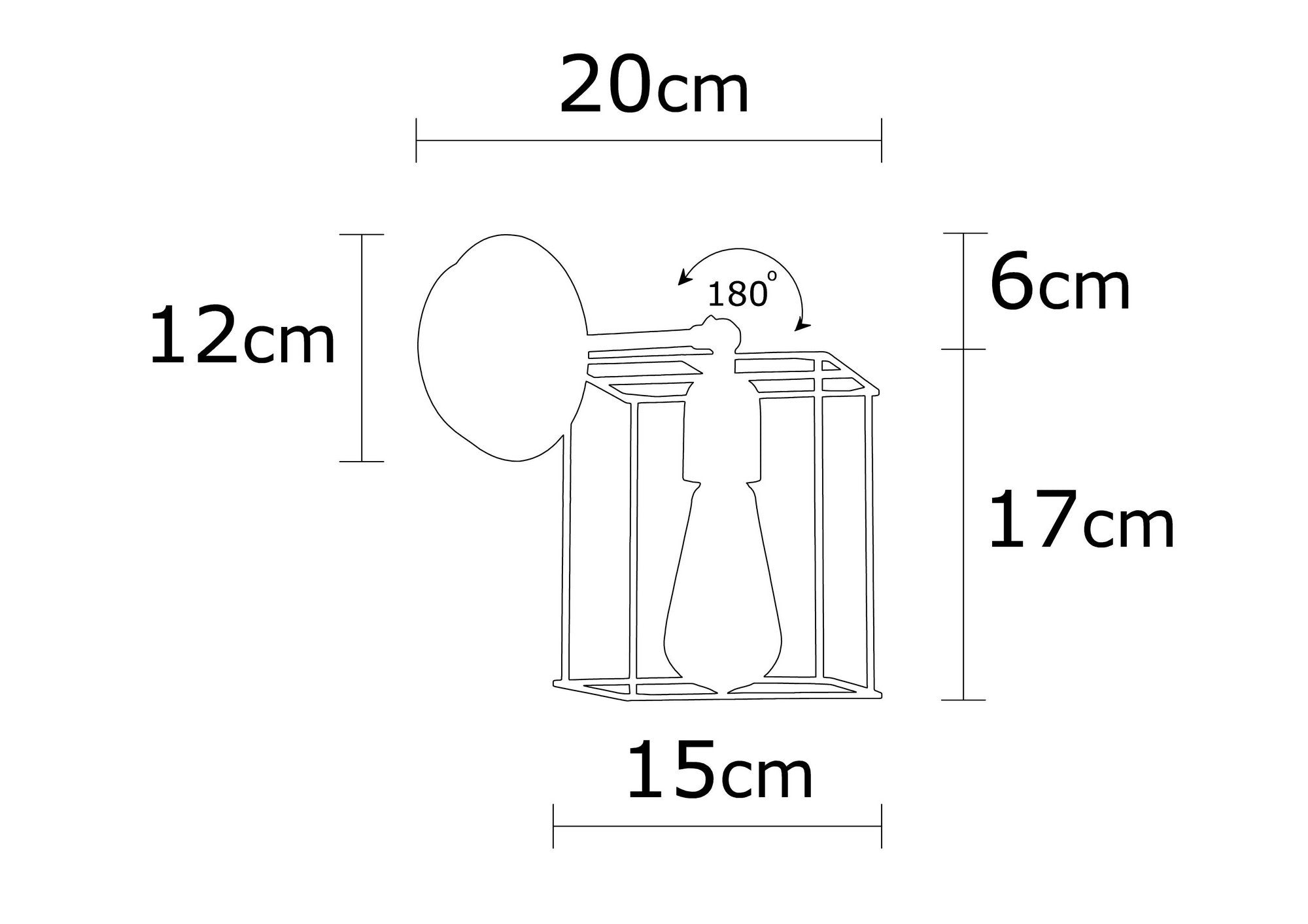 Candeeiro de Parede Industrial, Preto e Bronze, 15 cm de Diâmetro, 23 cm de Altura | Corpo em Metal, Soquete E27, Máx. 40 W | Iluminação Elegante para Espaços Modernos