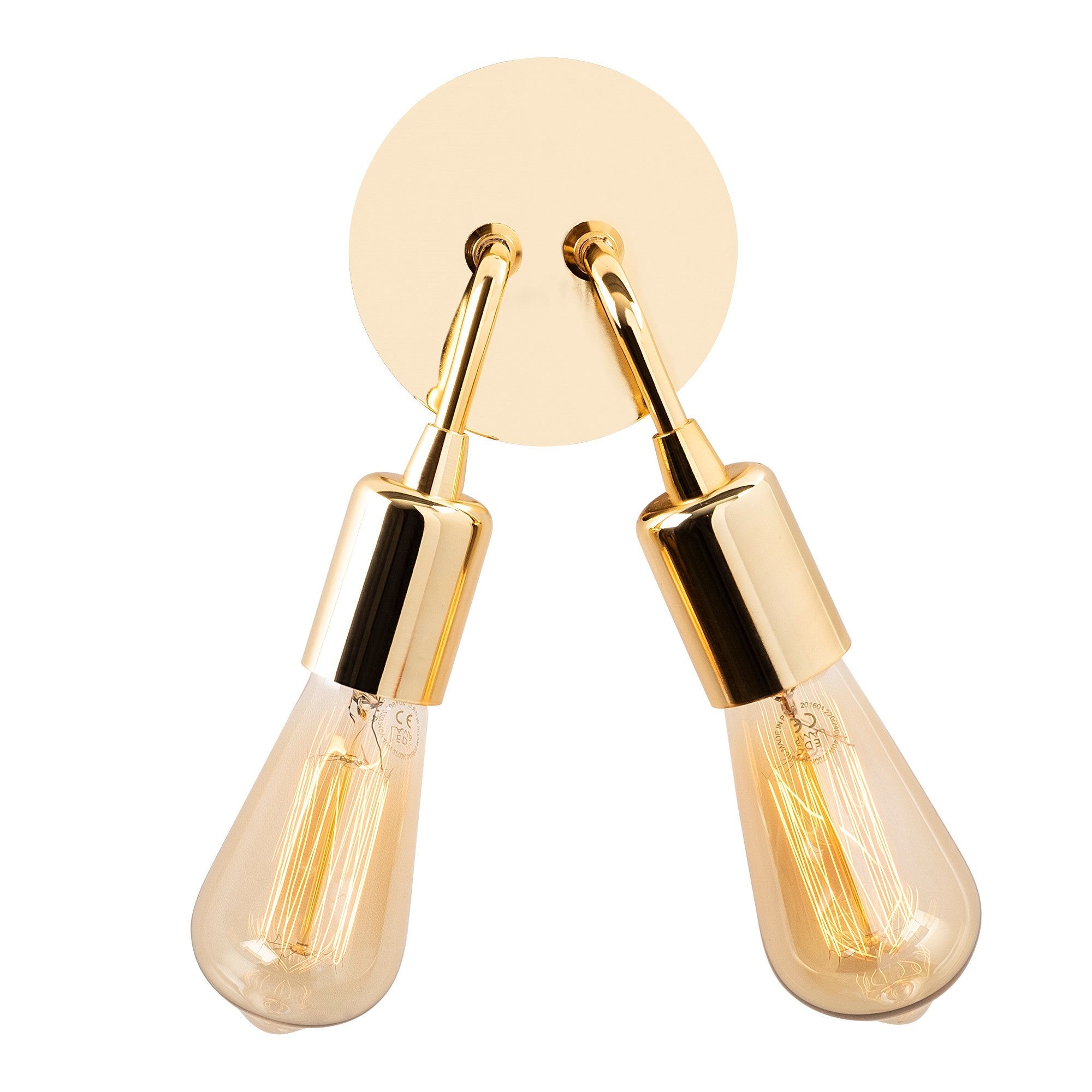 Candeeiro de Parede Elegante Dourada, Corpo de Metal, 14 cm de Diâmetro, 20 cm de Altura | 2 x E27 Máx. 40 W, IP20 | Design Glamour Moderno para Decoração de Casa com Estilo