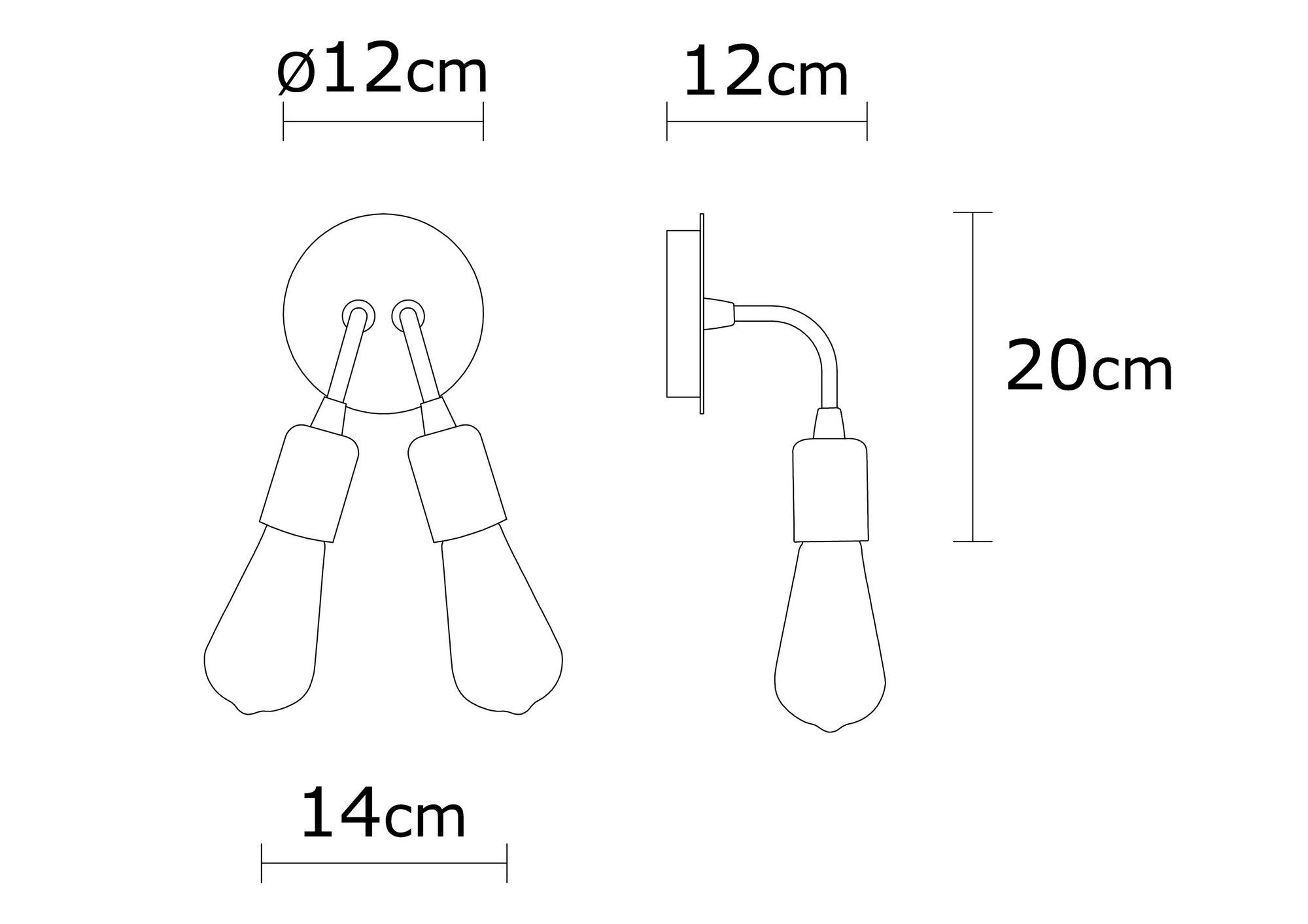 Candeeiro de Parede Elegante Dourada, Corpo de Metal, 14 cm de Diâmetro, 20 cm de Altura | 2 x E27 Máx. 40 W, IP20 | Design Glamour Moderno para Decoração de Casa com Estilo