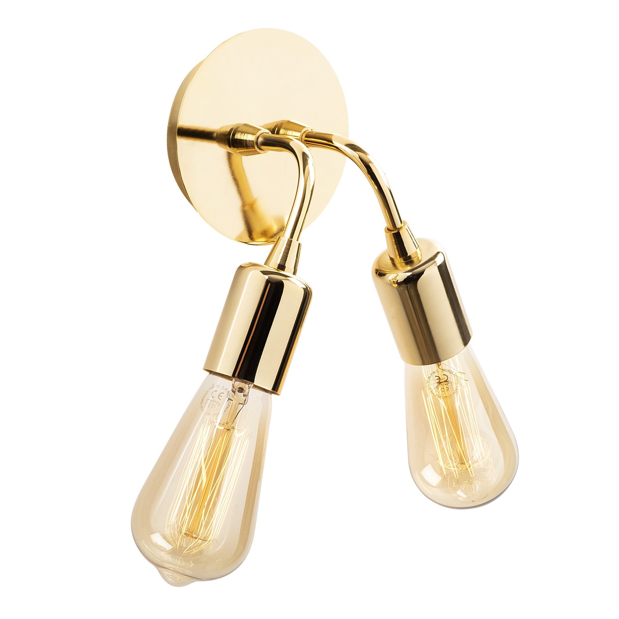 Candeeiro de Parede Elegante Dourada, Corpo de Metal, 14 cm de Diâmetro, 20 cm de Altura | 2 x E27 Máx. 40 W, IP20 | Design Glamour Moderno para Decoração de Casa com Estilo