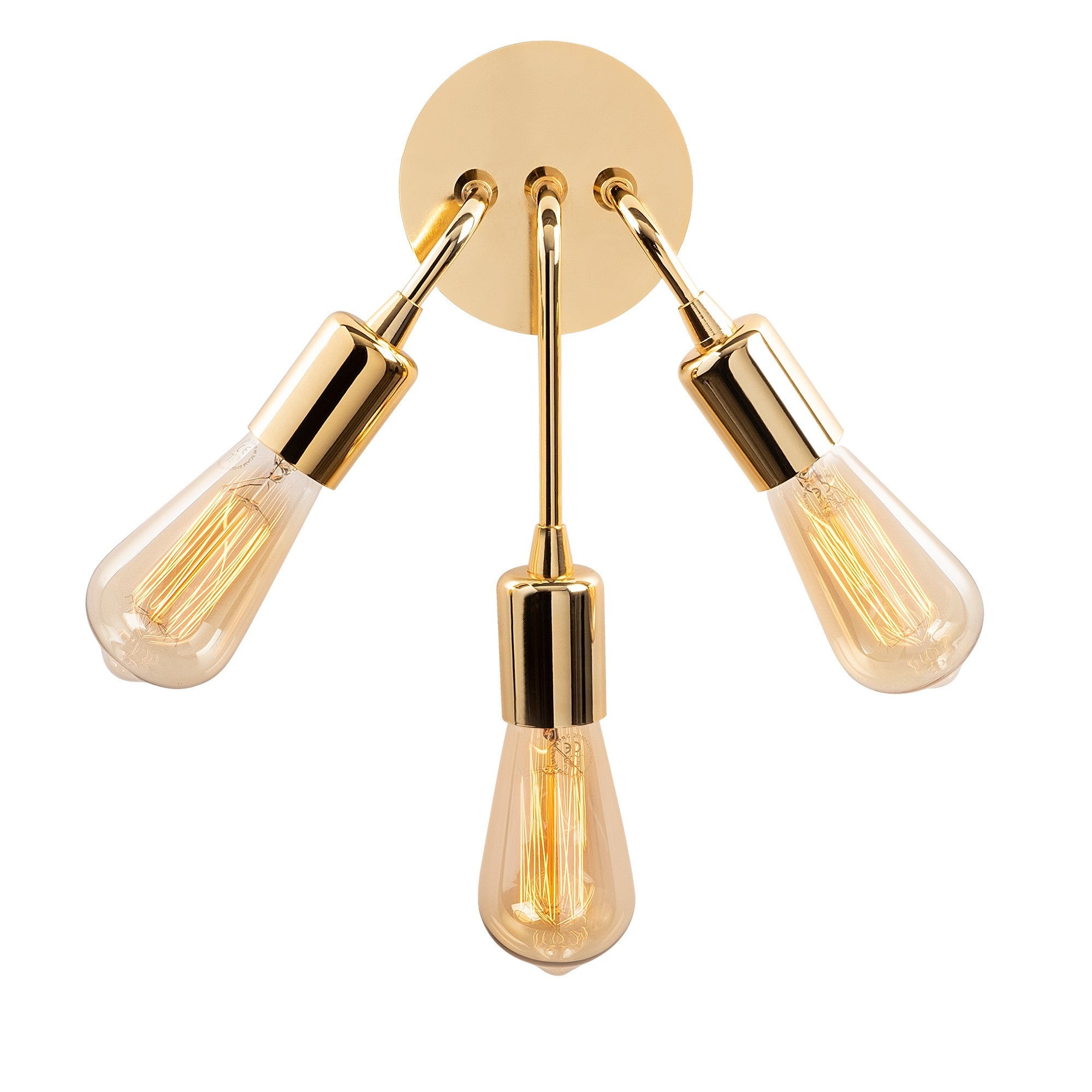 Candeeiro de Parede Elegante Dourada, 22 cm de Diâmetro, 28 cm de Altura | Corpo de Metal, 3 Soquetes E27, Design Moderno | Perfeita para Decoração e Ambiente Glamourosos
