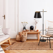 Candeeiro de Pé Industrial Moderna, Corpo em Metal Preto, 120 cm de Altura, Abajur de 50 cm, Soquete E27, Cabo de 350 cm | Design Escandinavo Elegante para Casa e Escritório