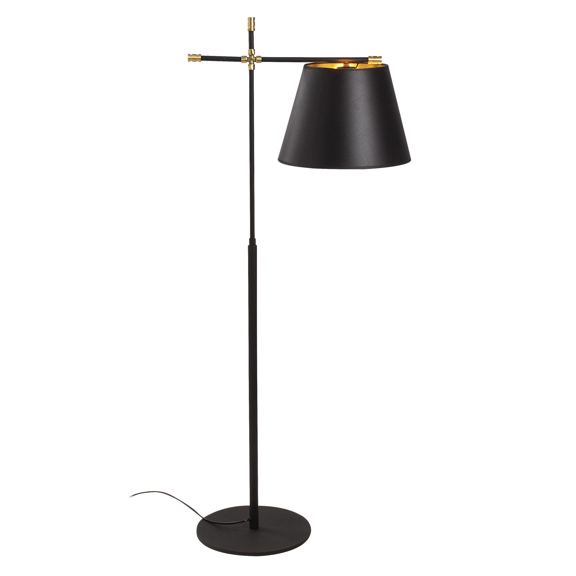 Candeeiro de Pé Industrial Moderna, Corpo em Metal Preto, 120 cm de Altura, Abajur de 50 cm, Soquete E27, Cabo de 350 cm | Design Escandinavo Elegante para Casa e Escritório