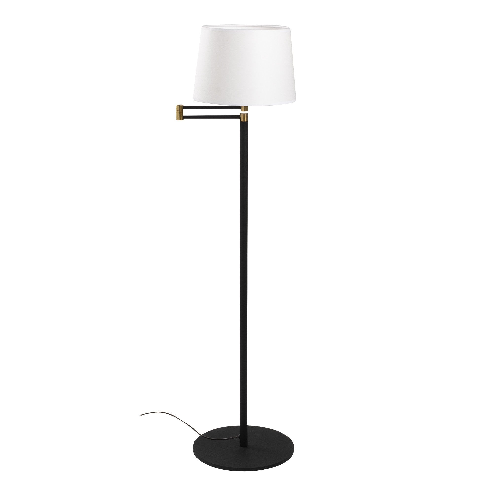 Candeeiro de Pé Escandinava, Corpo em Metal Preto, 120 cm de Altura, Base em Tecido de Algodão, Soquete E27, Cabo de 350 cm | Iluminação Elegante e Funcional para Espaços Modernos