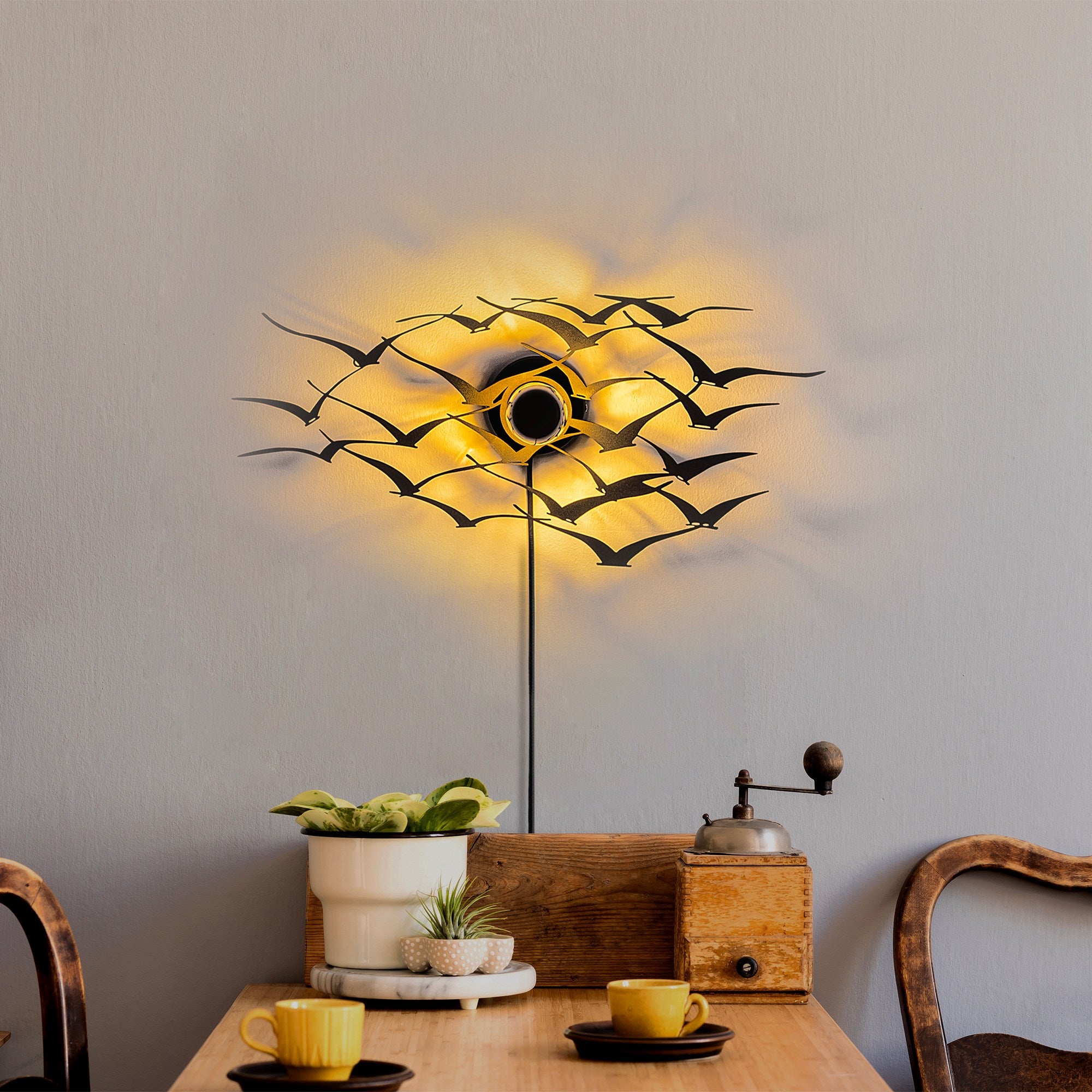 Candeeiro de Parede-Flying Birds-Preto