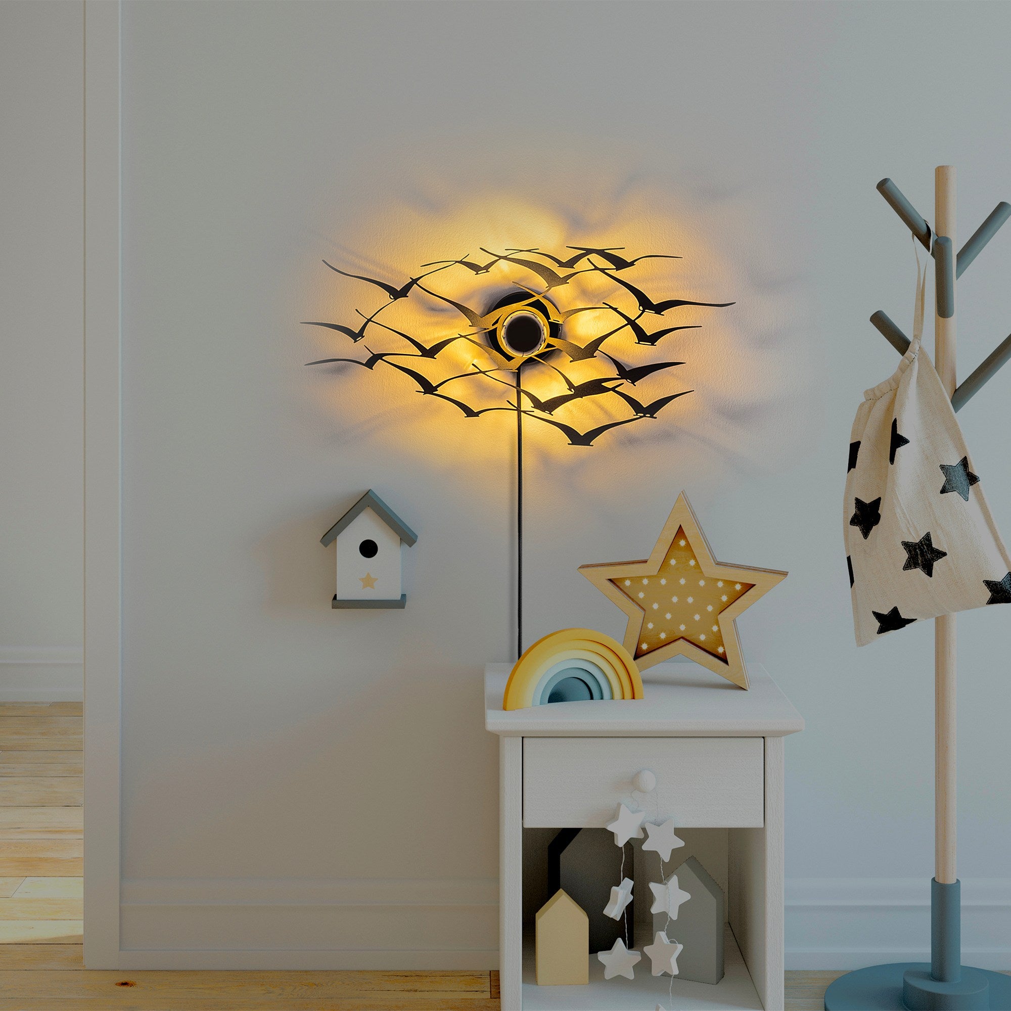 Candeeiro de Parede-Flying Birds-Preto