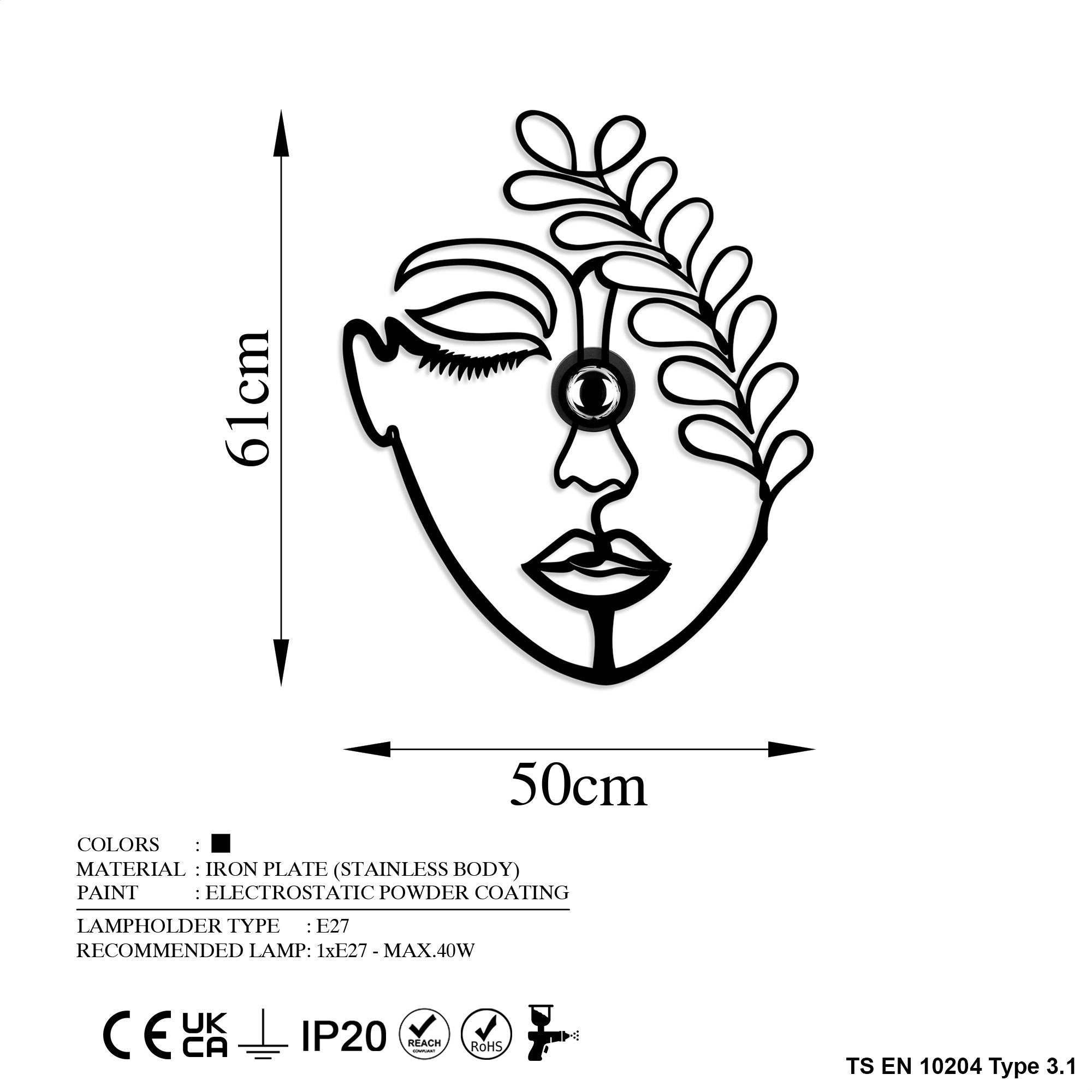 Candeeiro de Parede-Flower-Preto