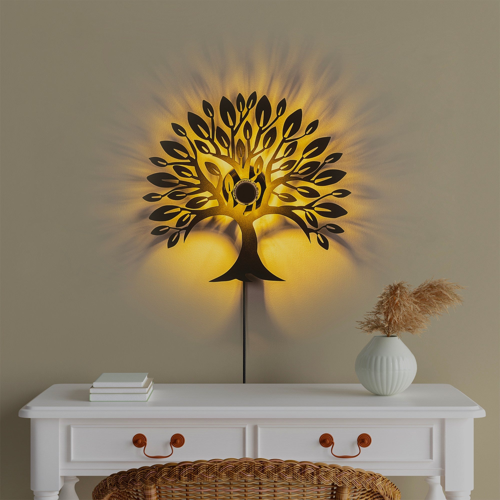 Candeeiro de Parede – 50 cm x 46 cm x 9 cm – preto – 100% metal