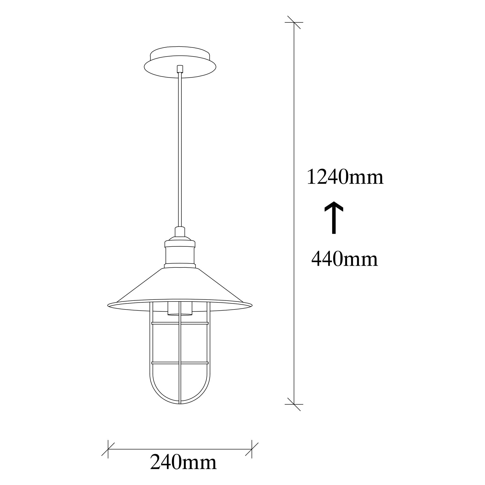 Candeeiro de Teto Preto Moderno, 24 cm de Diâmetro, Altura Ajustável 124 cm, Corpo em Metal, Soquete E27, IP20 | Design Industrial Elegante para Casa e Escritório