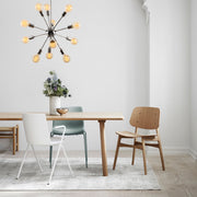 Candeeiro de Teto Industrial, Acabamento Cromado, 63 cm de Diâmetro, Altura Ajustável, 12 x E27 Máx. 40 W | Corpo de Metal Elegante para Espaços Modernos, Classificação IP20