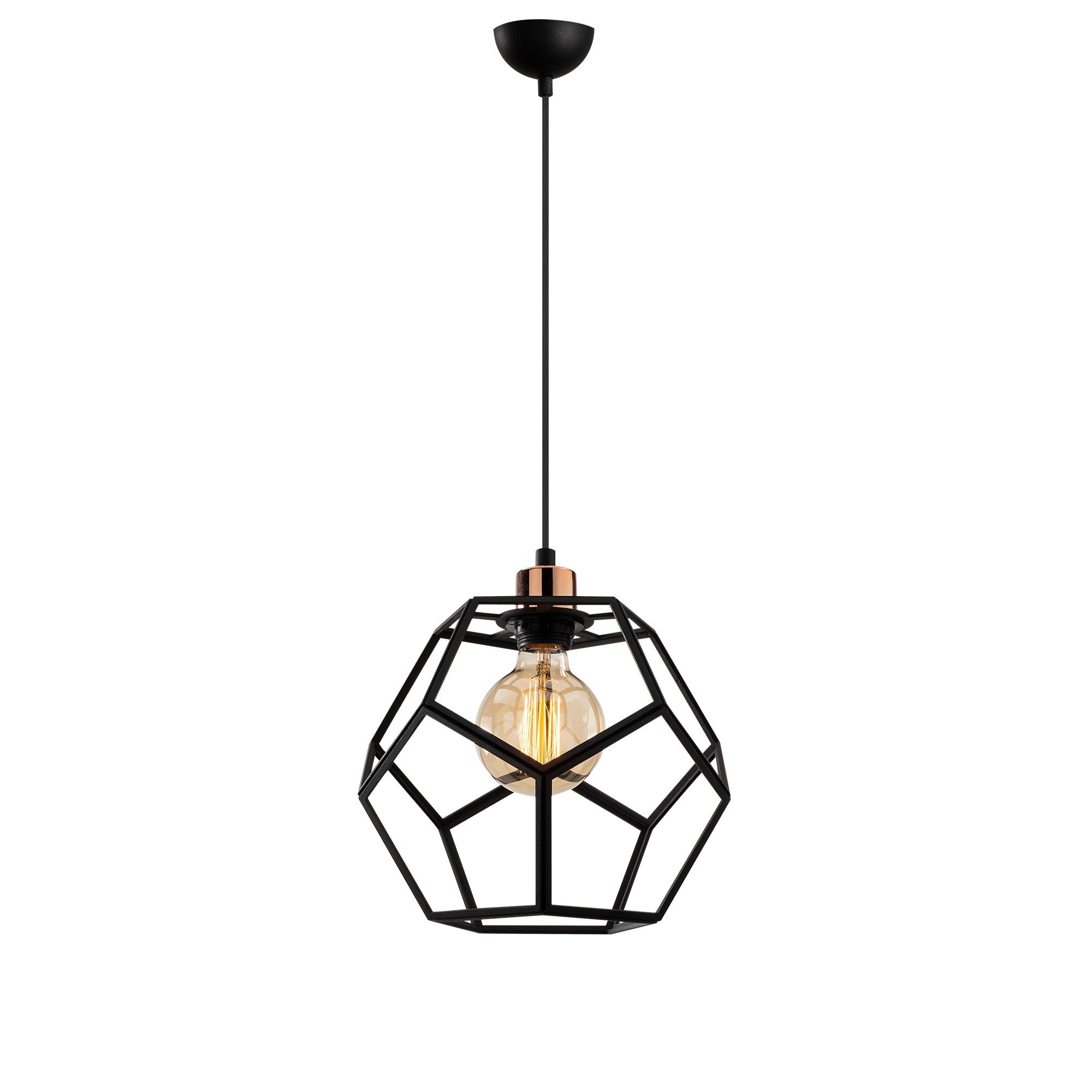 Candeeiro de Teto Industrial, Preto e Bronze, 26 cm de Diâmetro, 120 cm de Altura | Ajustável, Soquete E27, IP20 | Design Moderno em Cor Sólida para Casa e Escritório