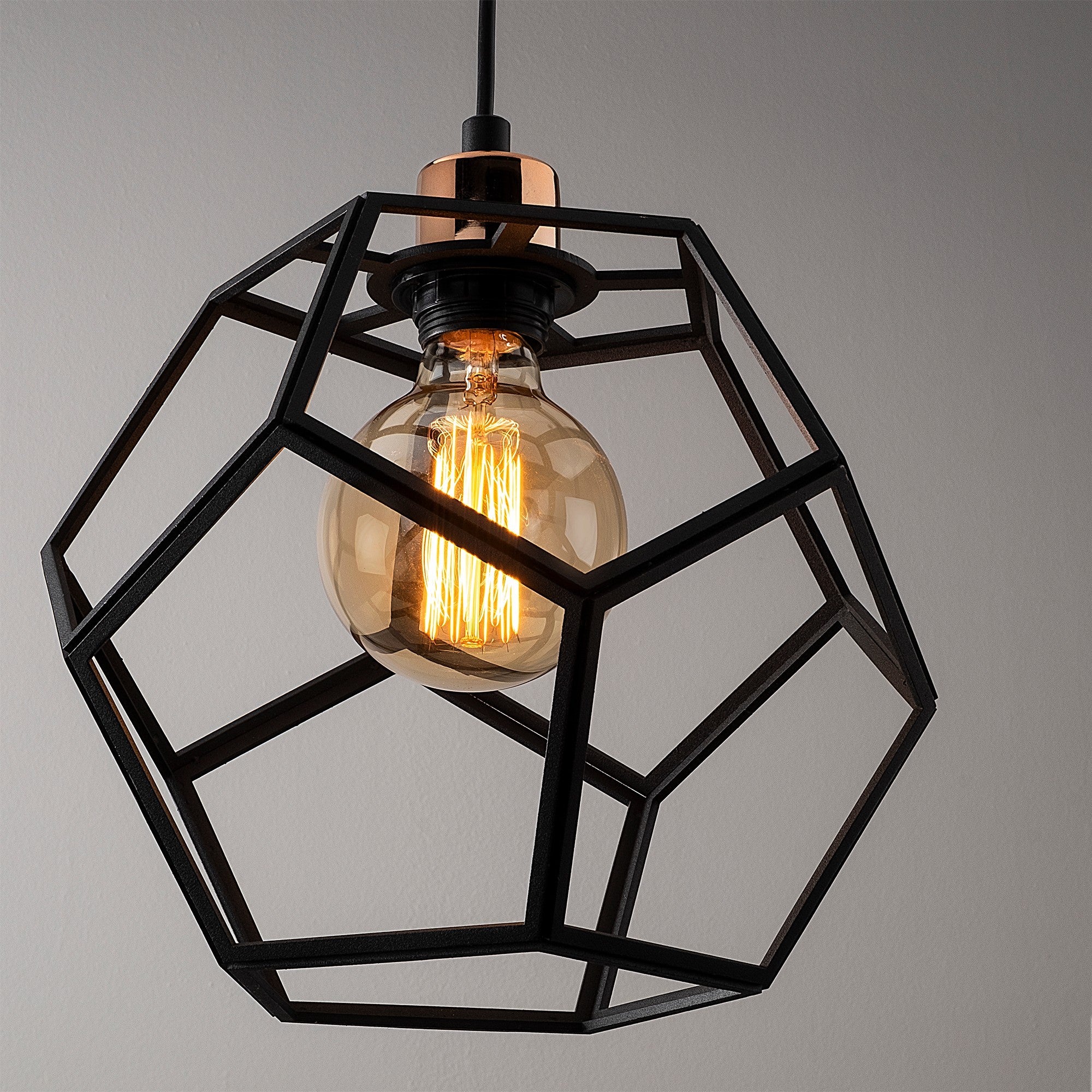 Candeeiro de Teto Industrial, Preto e Bronze, 96 x 26 cm, Altura Ajustável 120 cm, 3 x E27 Máx. 40 W, Corpo de Metal Elegante, Perfeito para Espaços Modernos