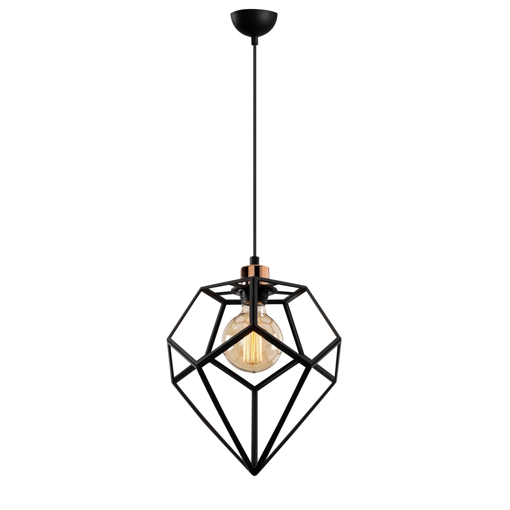 Candeeiro de Teto Industrial, Preto e Bronze, 30 cm de Diâmetro, 126 cm de Altura | Ajustável, Soquete E27, IP20 | Design Moderno em Cor Sólida para Espaços Elegantes