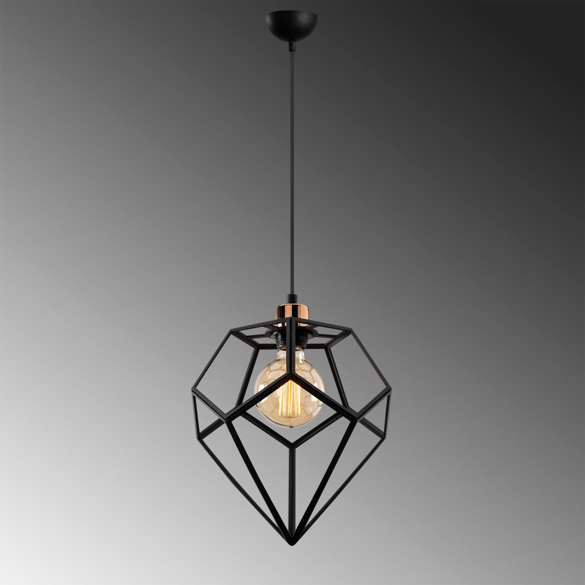 Candeeiro de Teto Industrial, Preto e Bronze, 30 cm de Diâmetro, 126 cm de Altura | Ajustável, Soquete E27, IP20 | Design Moderno em Cor Sólida para Espaços Elegantes