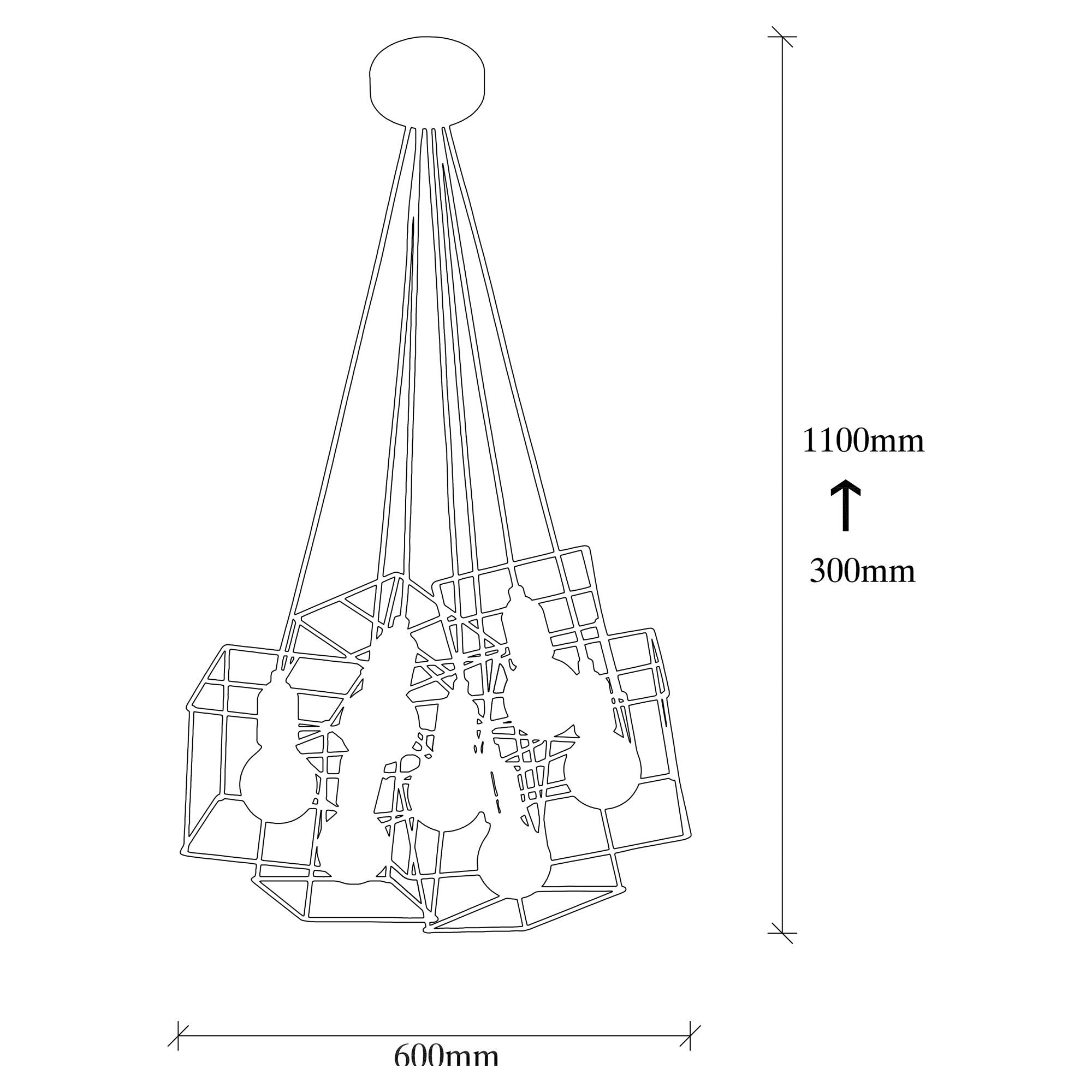 Candeeiro de Teto Industrial, Preto e Cobre, 40 x 60 cm, Altura 110 cm | Ajustável, 7 x E27 Máx. 40 W | Corpo de Metal Elegante, Perfeito para Espaços Modernos