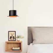 Candeeiro de Teto Industrial Moderno, Preto e Laranja, 30 cm de Diâmetro, Altura Ajustável 110 cm, Soquete E27, Iluminação Elegante para Decoração de Casa e Escritório