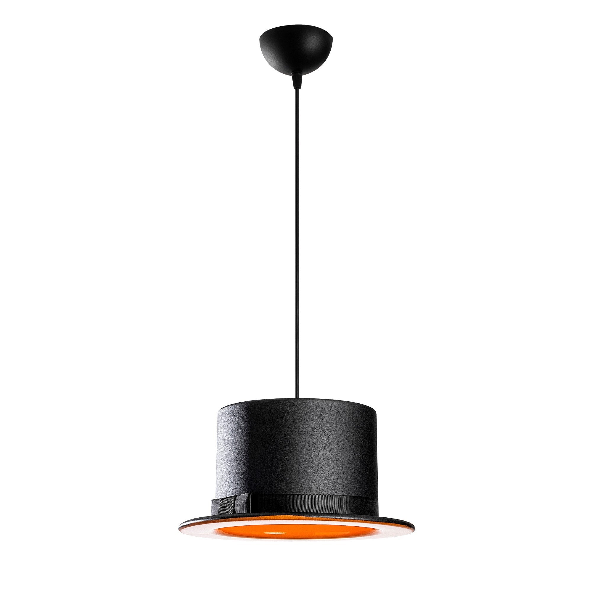Candeeiro de Teto Industrial Moderno, Preto e Laranja, 30 cm de Diâmetro, Altura Ajustável 110 cm, Soquete E27, Iluminação Elegante para Decoração de Casa e Escritório