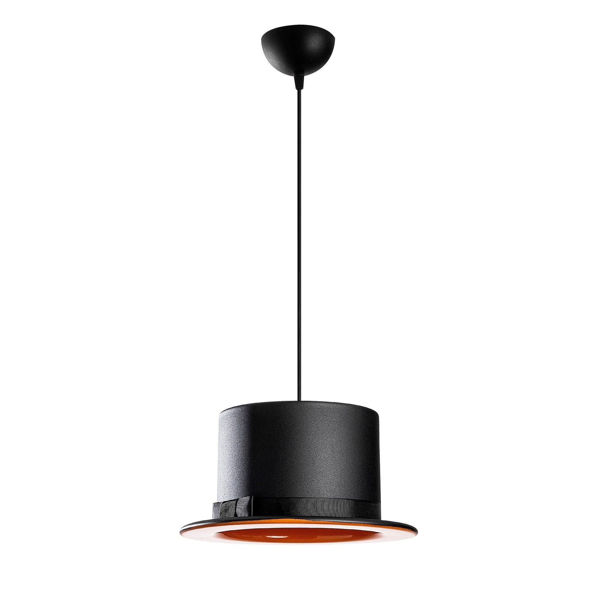 Candeeiro de Teto Industrial Moderno, Preto e Laranja, 30 cm de Diâmetro, Altura Ajustável 110 cm, Soquete E27, Iluminação Elegante para Decoração de Casa e Escritório