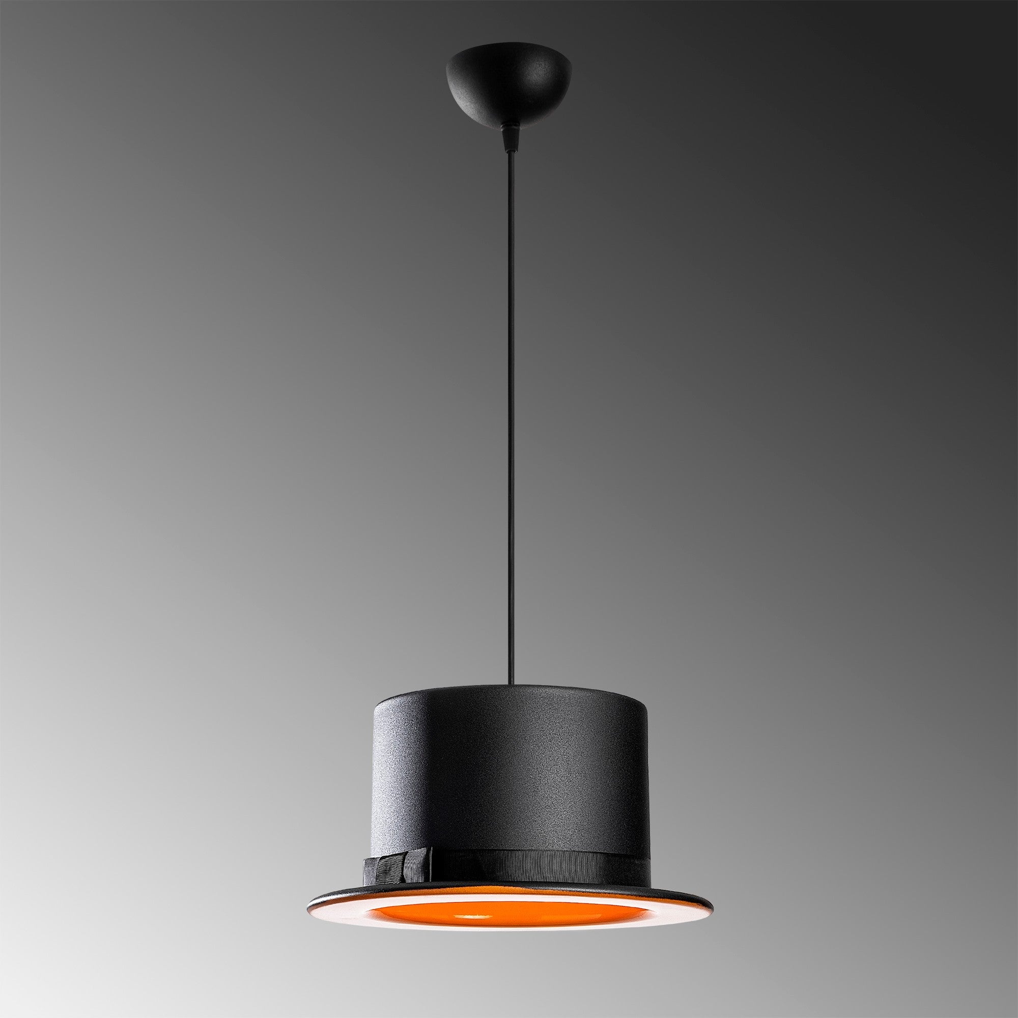 Candeeiro de Teto Industrial Moderno, Preto e Laranja, 30 cm de Diâmetro, Altura Ajustável 110 cm, Soquete E27, Iluminação Elegante para Decoração de Casa e Escritório