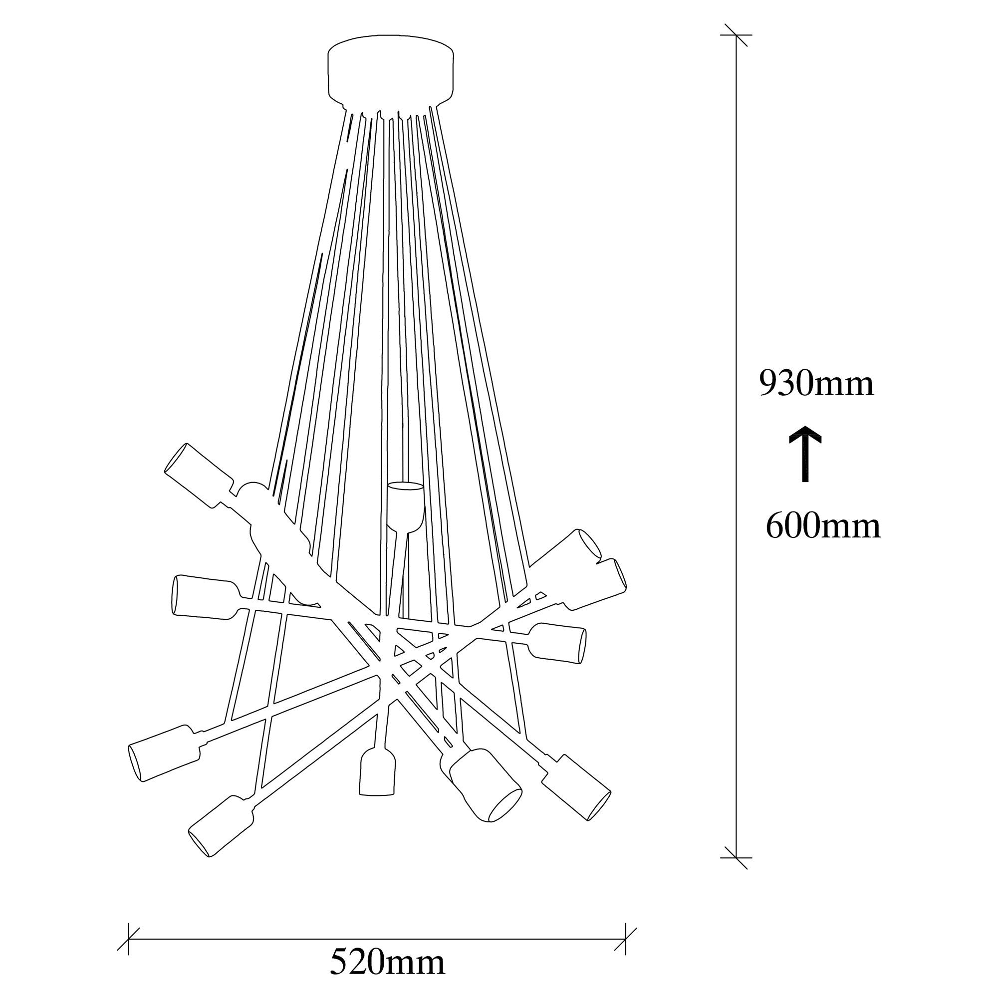 Candeeiro de Teto industrial moderno, preto e cobre, 52 cm de diâmetro, altura ajustável, corpo de metal, soquete 14 x E27, perfeito para decoração elegante de casa