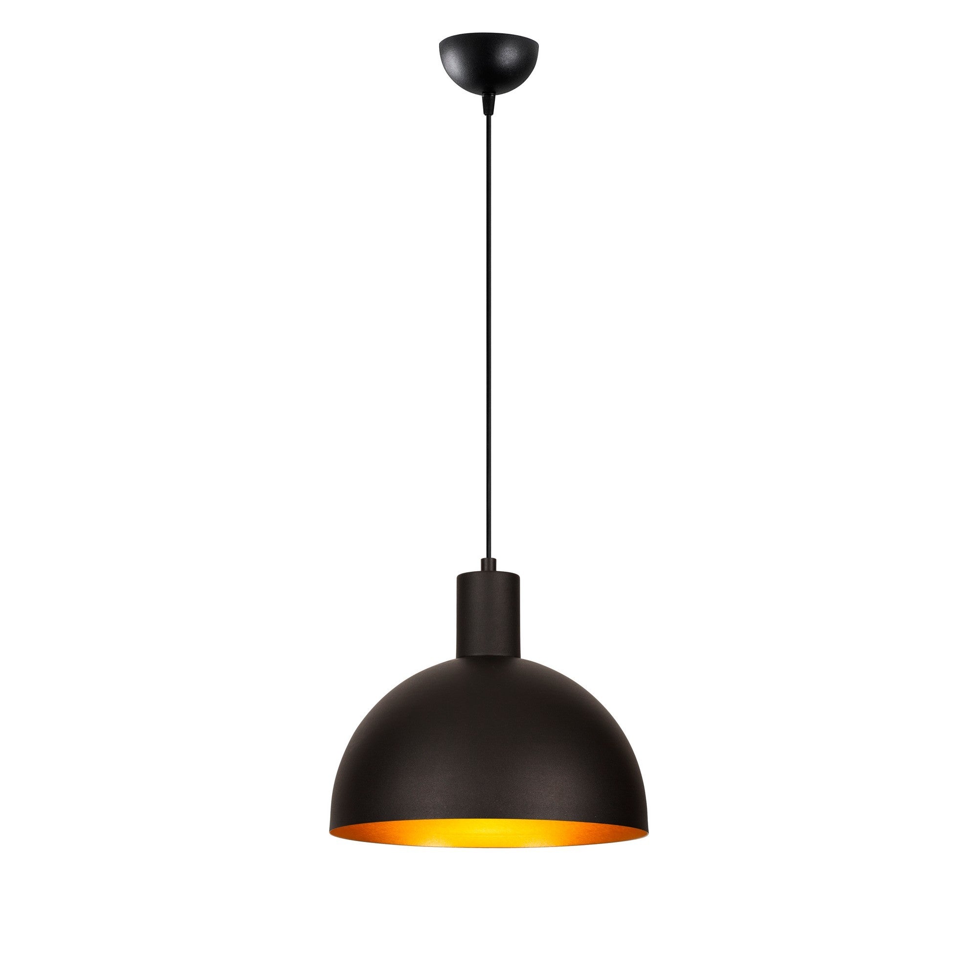 Candeeiro de Teto Elegante Preto e Dourado, 30 cm de Diâmetro, 117 cm de Altura | Ajustável, Corpo em Metal, Soquete E27, Design Industrial Moderno para Casa e Escritório