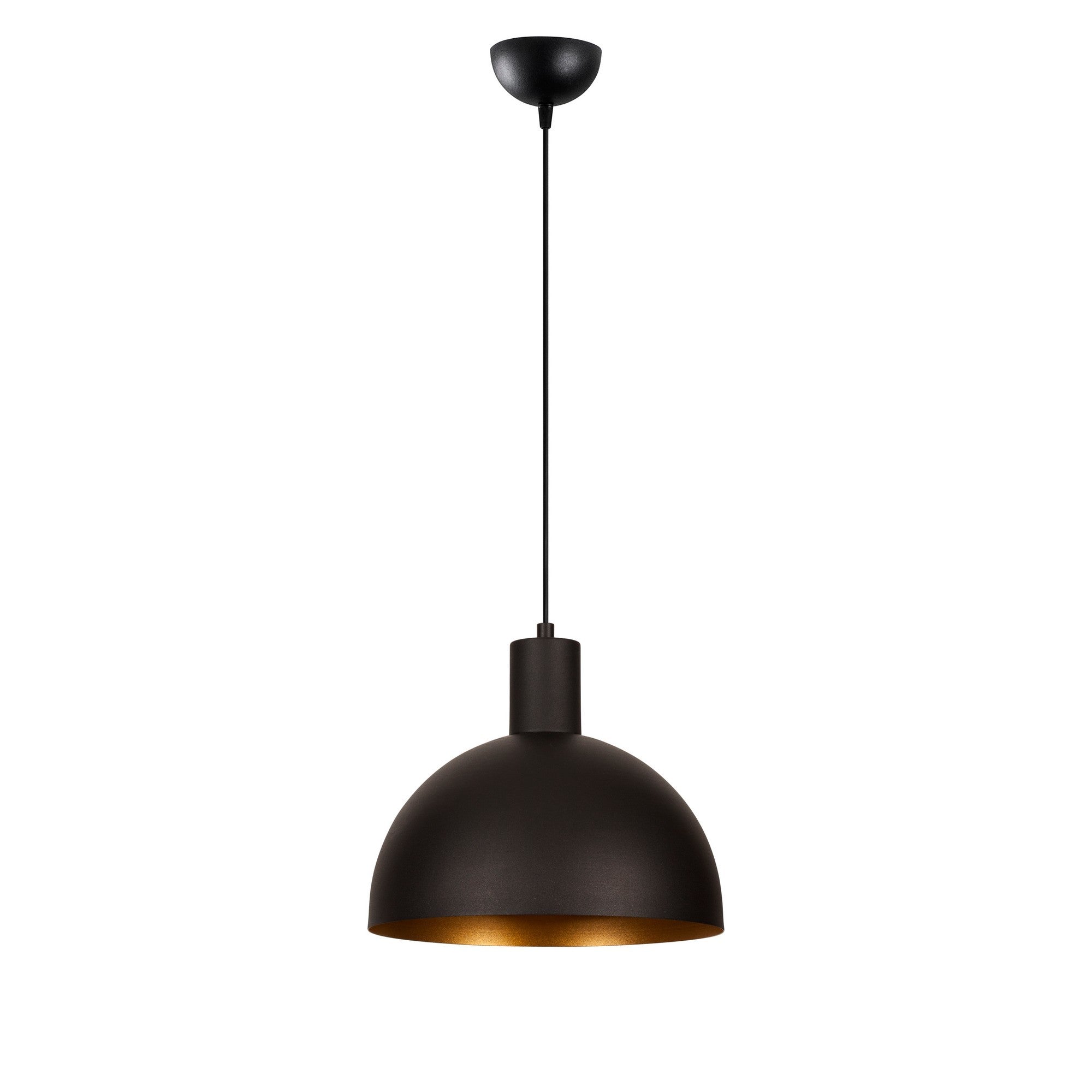 Candeeiro de Teto Elegante Preto e Dourado, 30 cm de Diâmetro, 117 cm de Altura | Ajustável, Corpo em Metal, Soquete E27, Design Industrial Moderno para Casa e Escritório