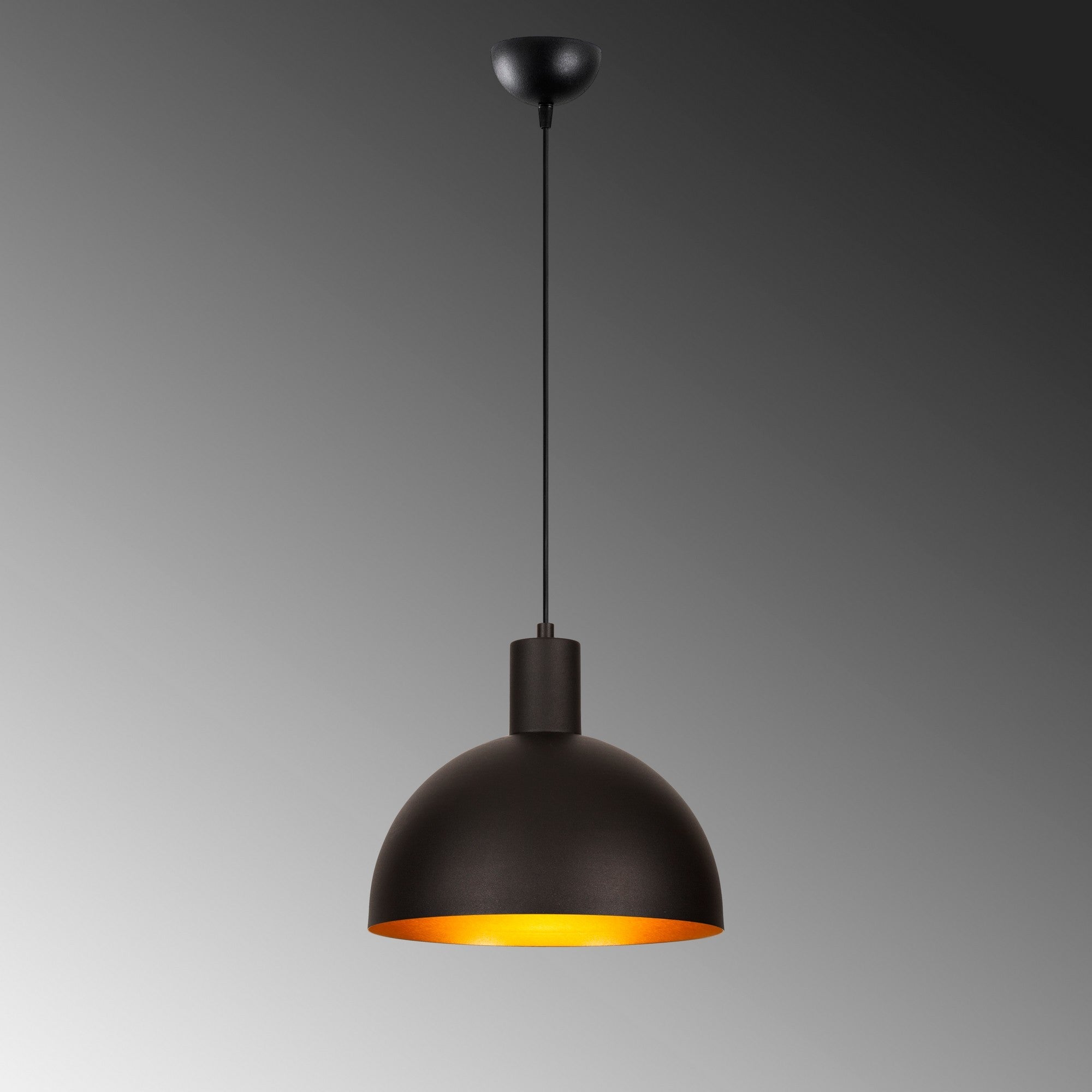 Candeeiro de Teto Elegante Preto e Dourado, 30 cm de Diâmetro, 117 cm de Altura | Ajustável, Corpo em Metal, Soquete E27, Design Industrial Moderno para Casa e Escritório