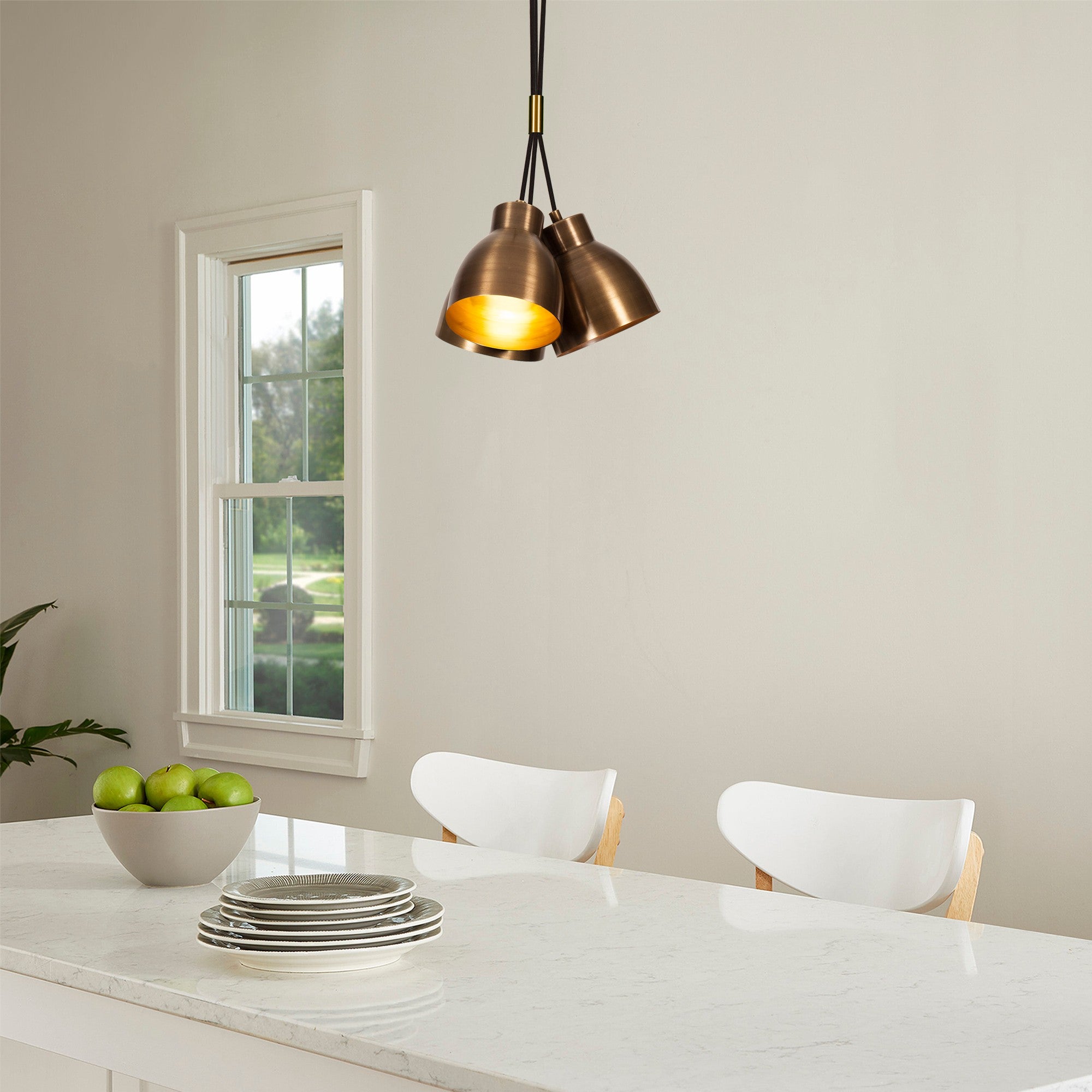 Candeeiro de Teto industrial vintage, 30 cm de diâmetro, altura ajustável, acabamento em cobre, 3 soquetes E27, perfeito para decoração moderna e escandinava, IP20