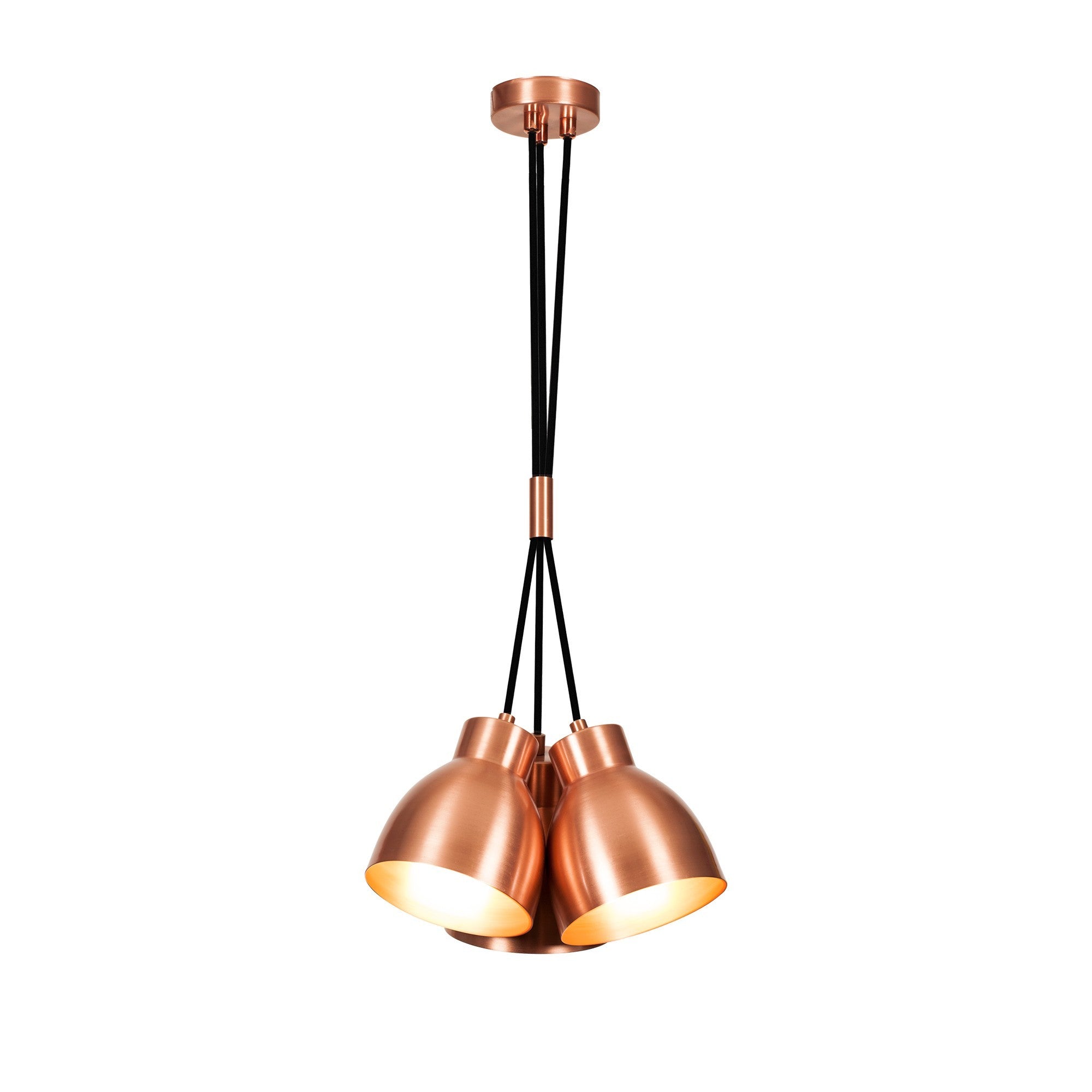 Candeeiro de Teto Elegante de Cobre, 30 cm de Diâmetro, Altura Ajustável, 3 x E27, Máx. 40 W | Design Industrial Moderno, Perfeito para Interiores Glamourosos e Escandinavos