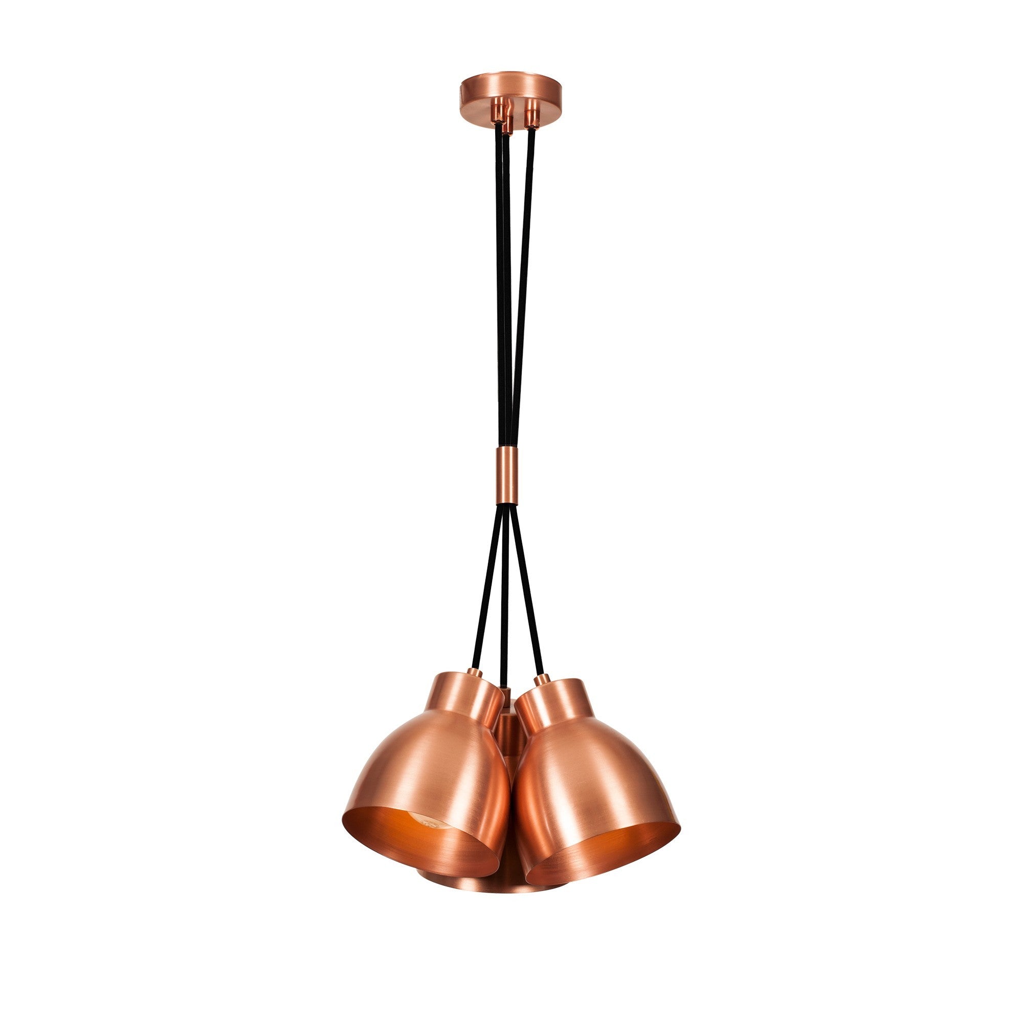 Candeeiro de Teto Elegante de Cobre, 30 cm de Diâmetro, Altura Ajustável, 3 x E27, Máx. 40 W | Design Industrial Moderno, Perfeito para Interiores Glamourosos e Escandinavos