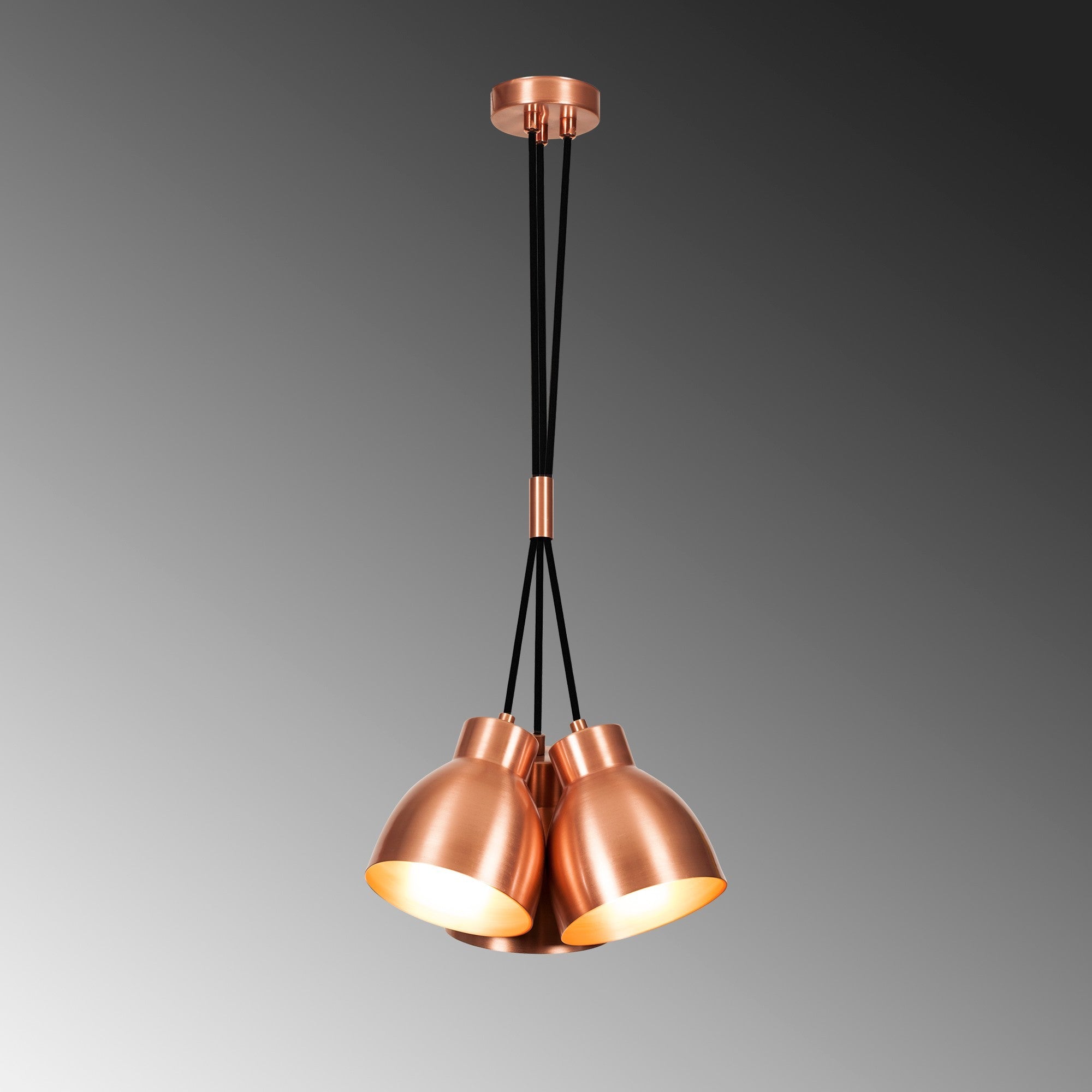 Candeeiro de Teto Elegante de Cobre, 30 cm de Diâmetro, Altura Ajustável, 3 x E27, Máx. 40 W | Design Industrial Moderno, Perfeito para Interiores Glamourosos e Escandinavos